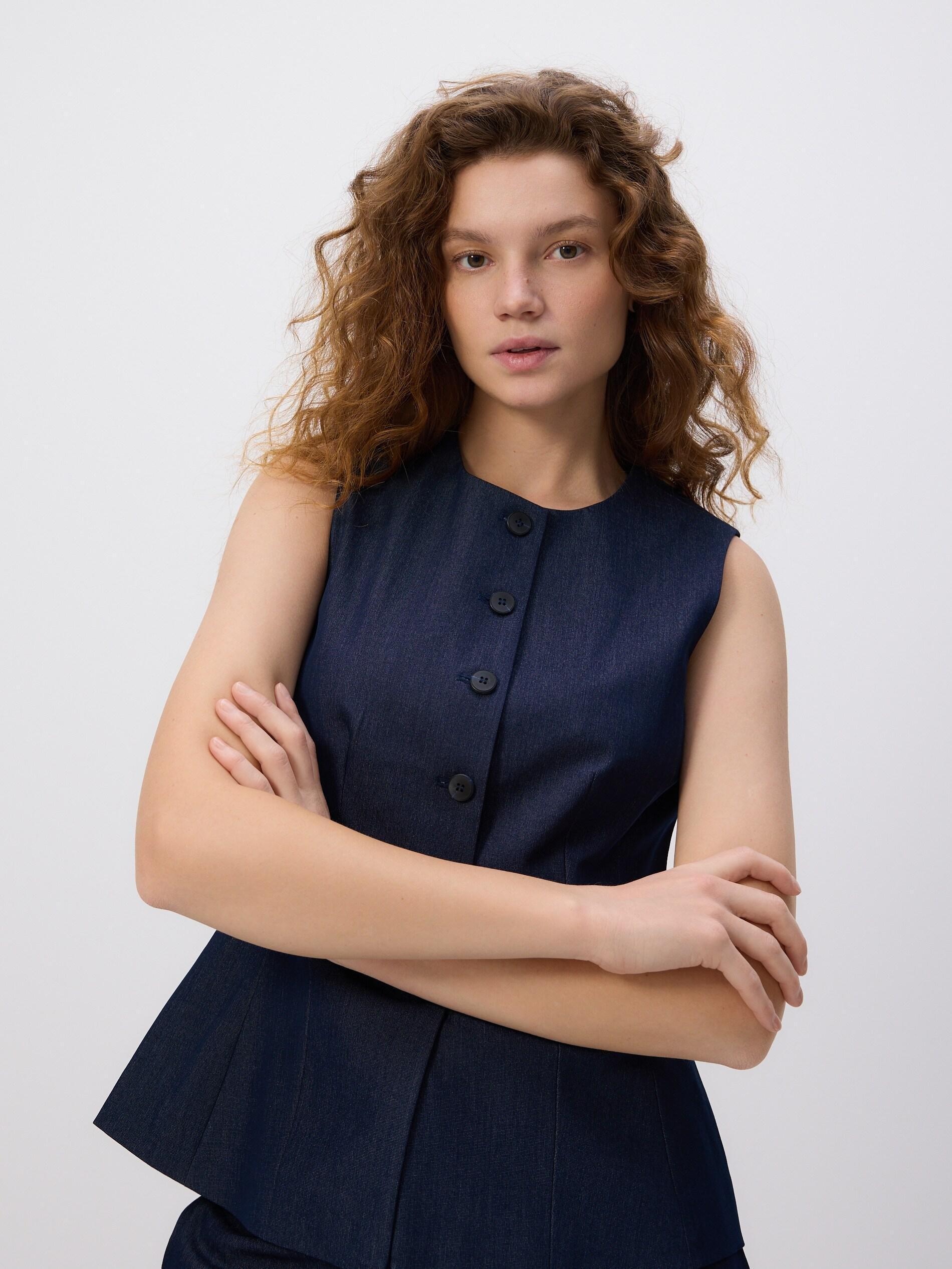 Navy Tailored Suit Vest, Navy, large image number 1