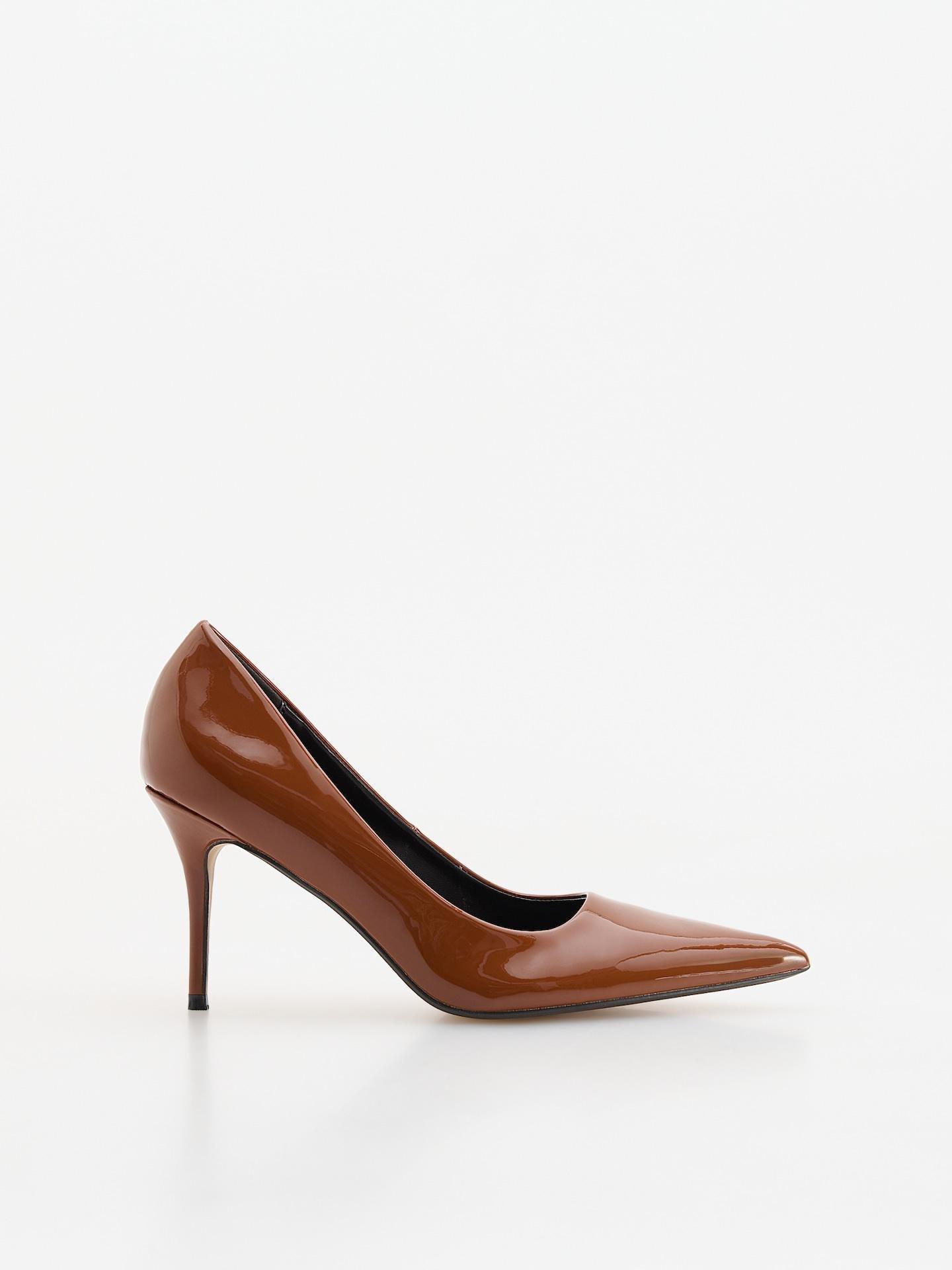 Gold Brown High-Heeled Pumps, Brown, medium