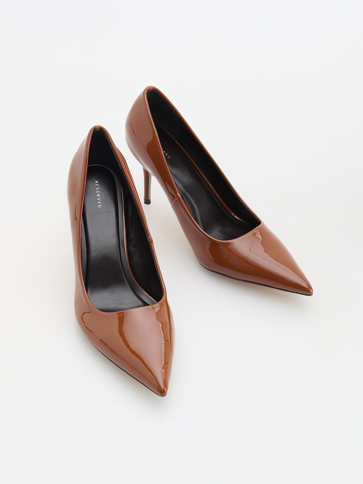 Gold Brown High-Heeled Pumps, Brown, medium