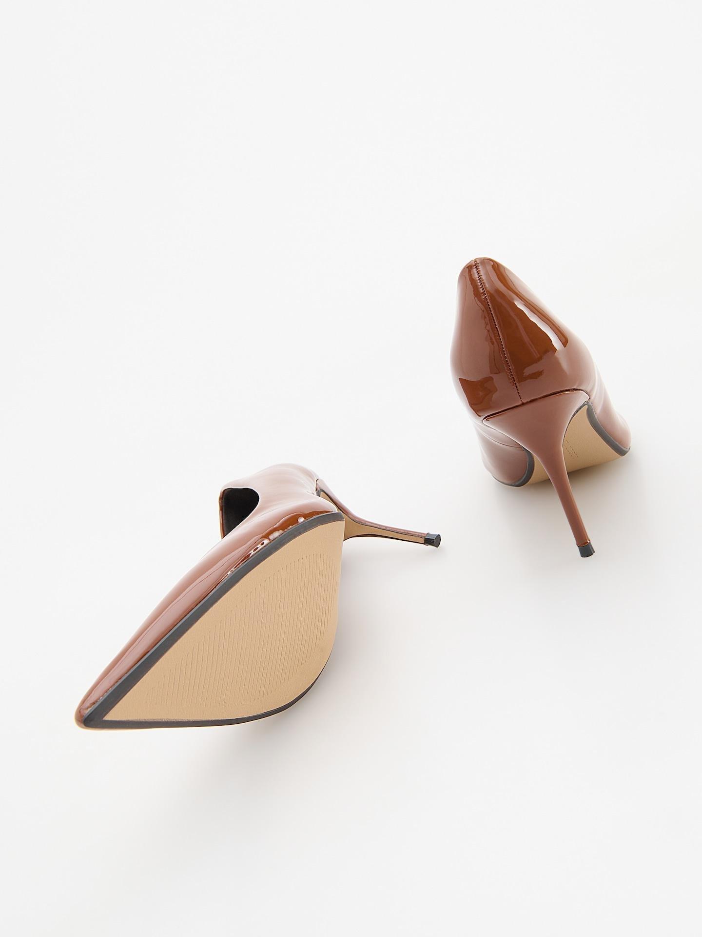 Gold Brown High-Heeled Pumps, Brown, medium