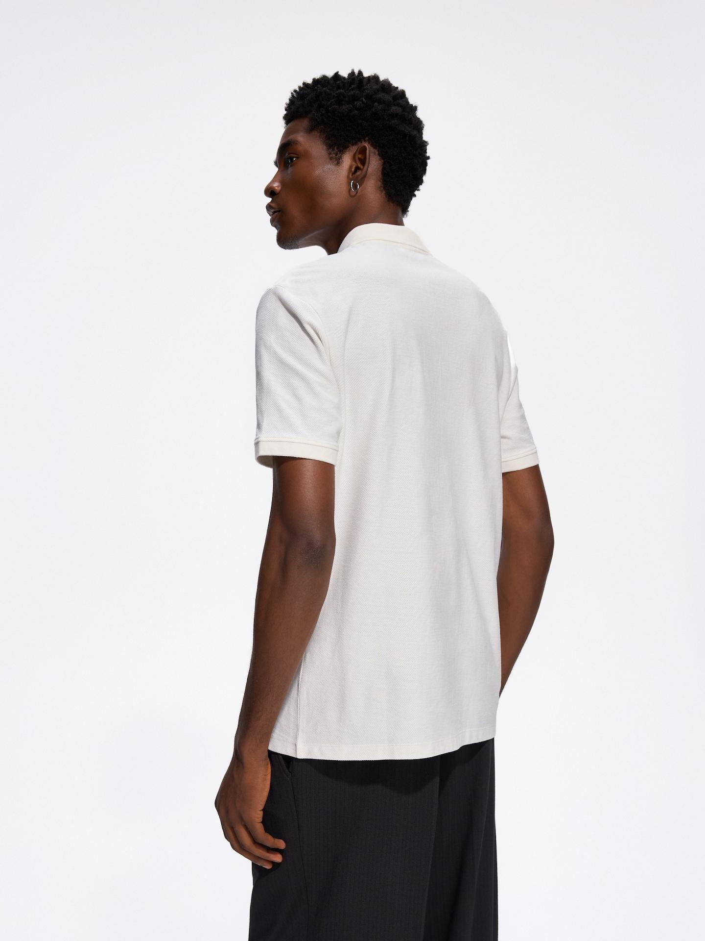 Cream Regular Fit Structural Polo Shirt, Ivory, medium