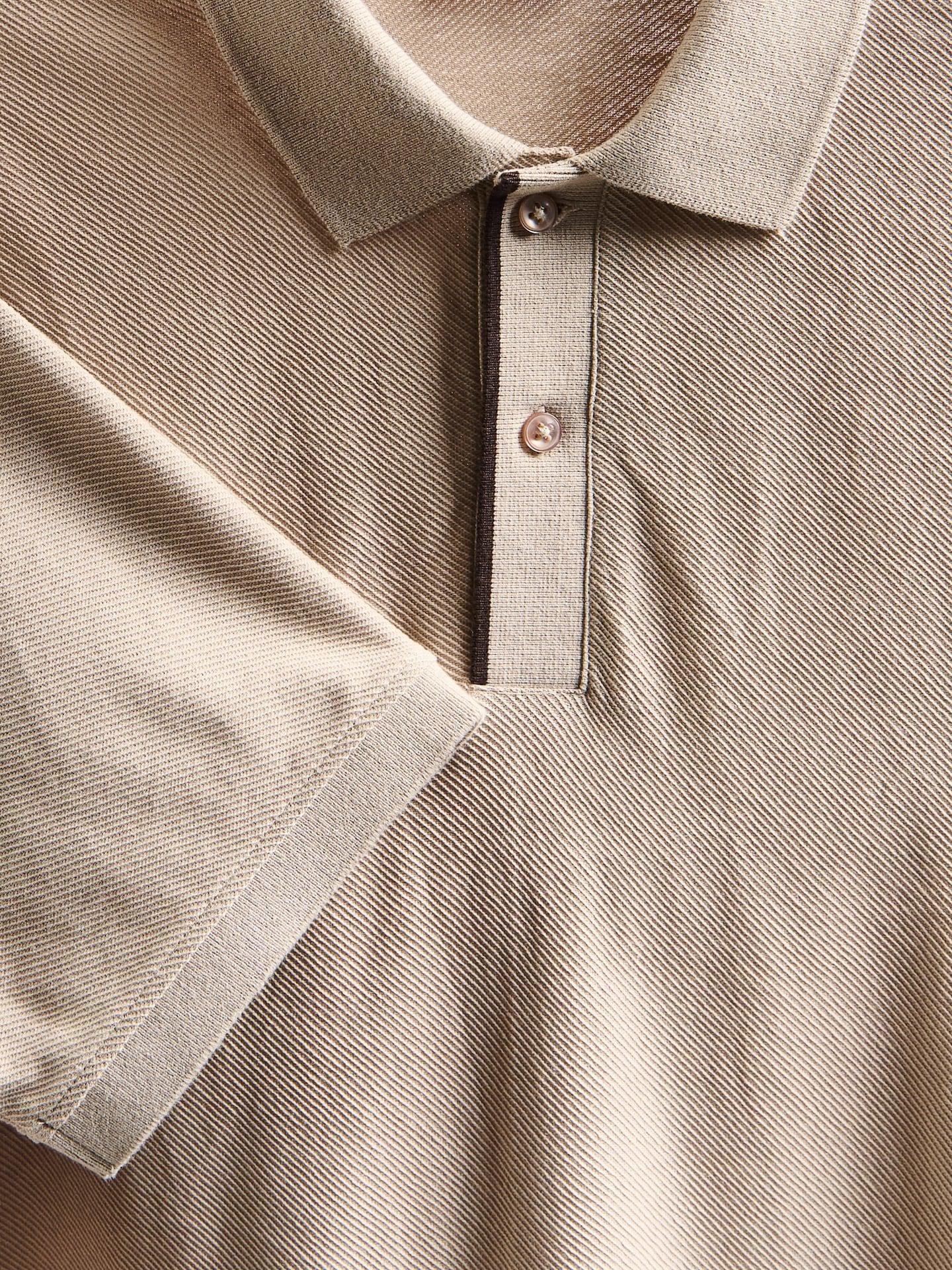 Beige Regular Fit Structural Polo Shirt, Beige, medium