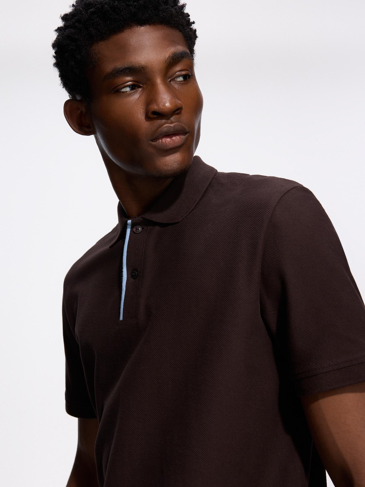 Brown Regular Fit Structural Polo Shirt, Brown, large image number 0