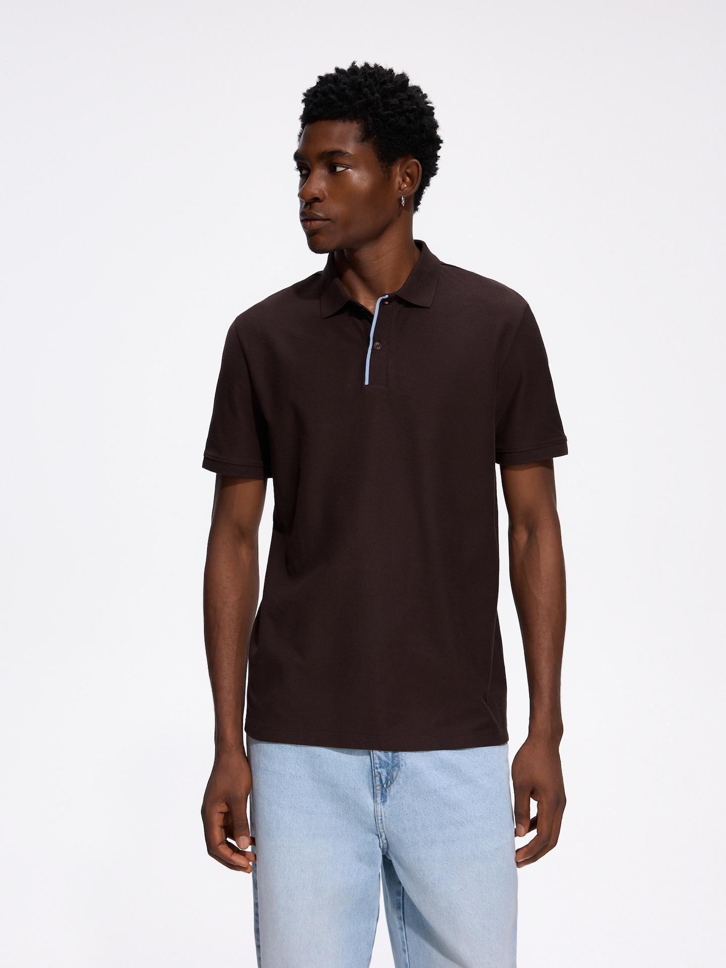 Brown Regular Fit Structural Polo Shirt, Brown, large image number 2