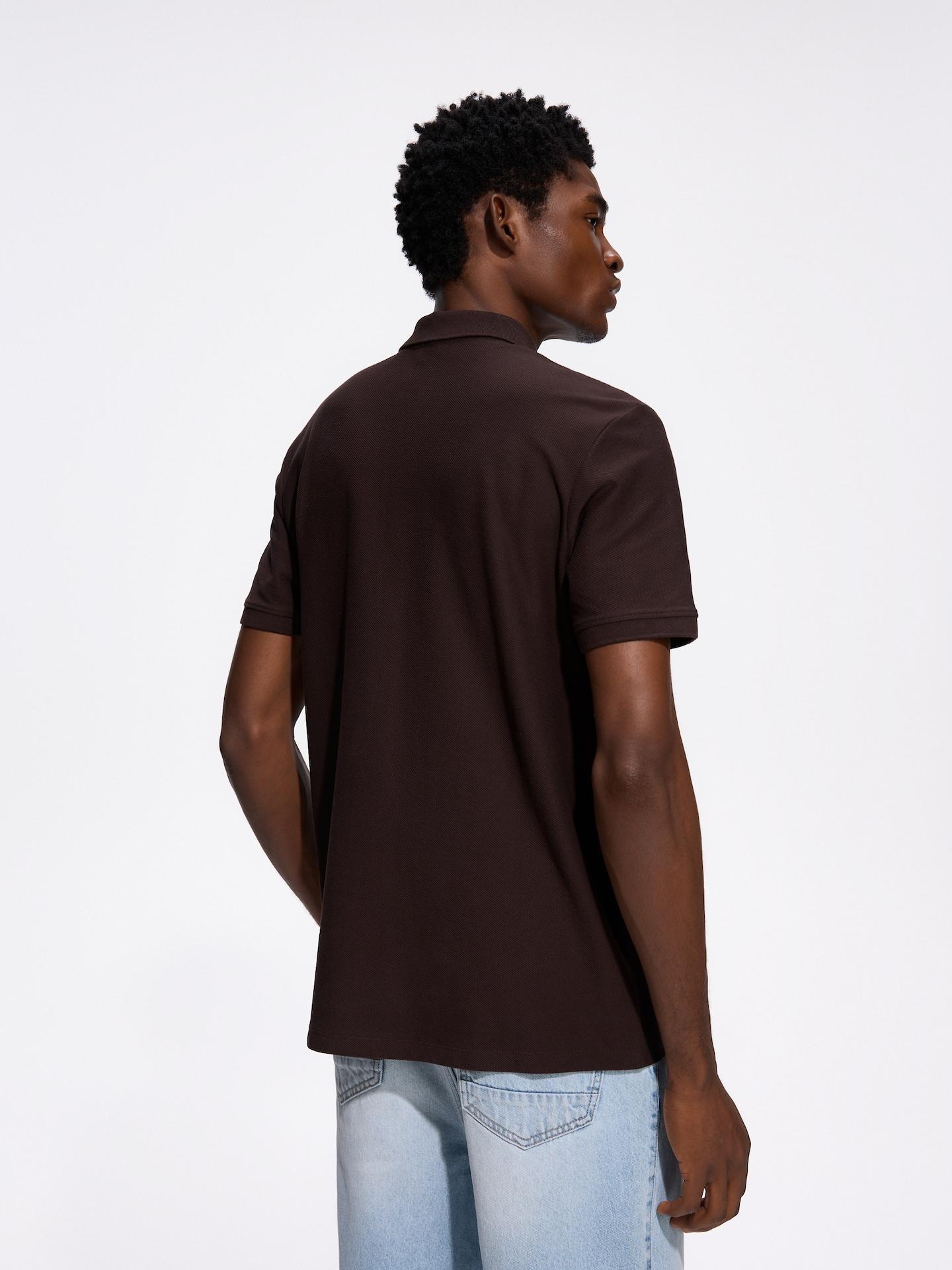 Brown Regular Fit Structural Polo Shirt, Brown, large image number 3