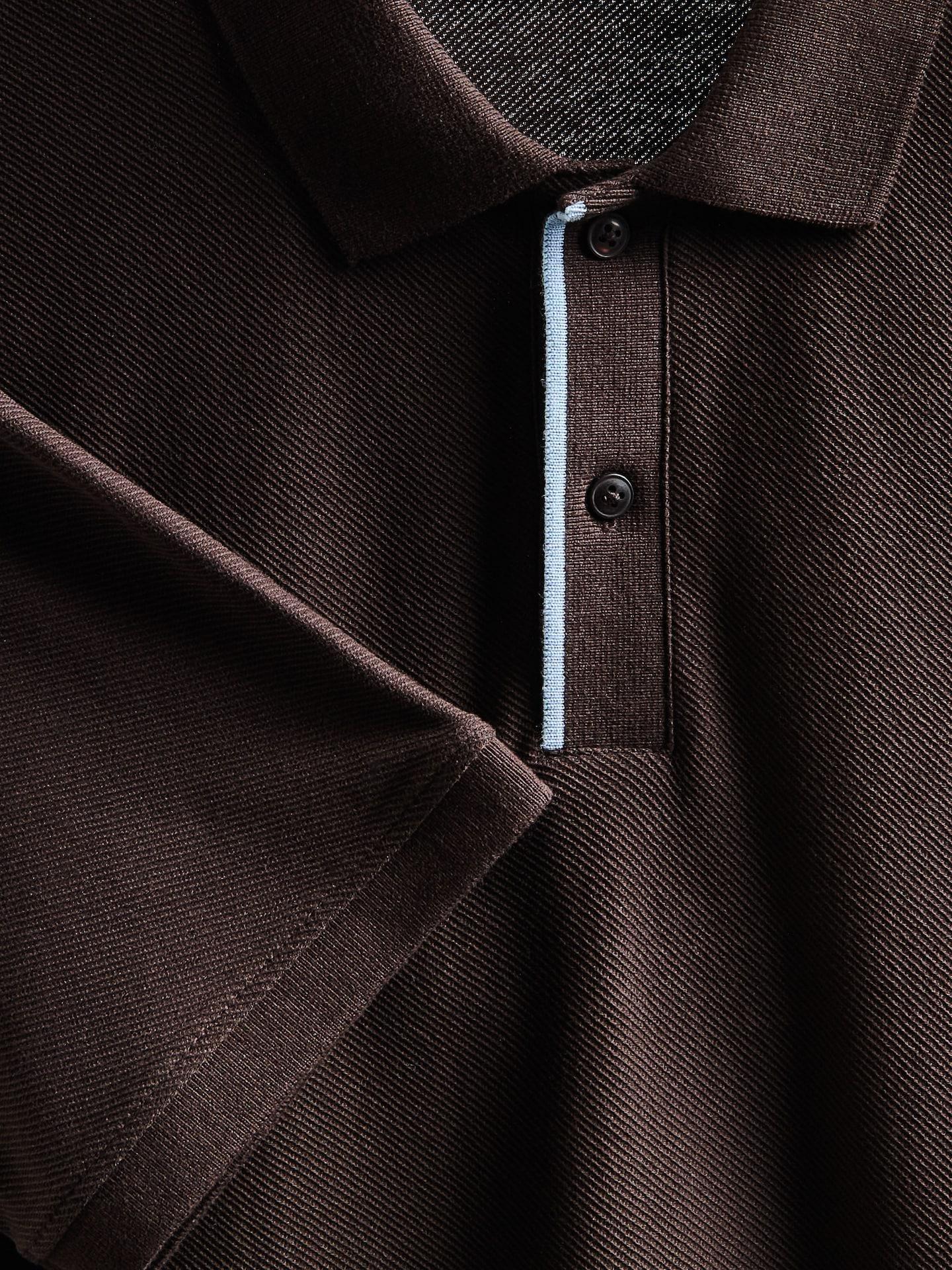Brown Regular Fit Structural Polo Shirt, Brown, large image number 5