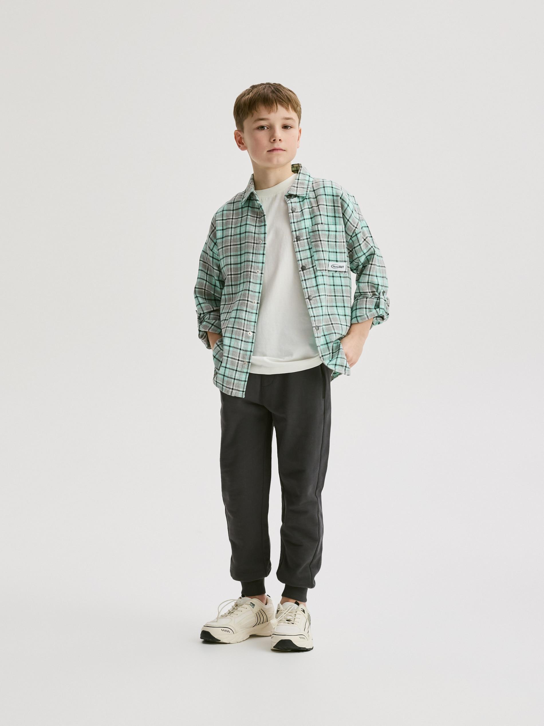 Grey Cotton Joggers, Grey, large image number 3