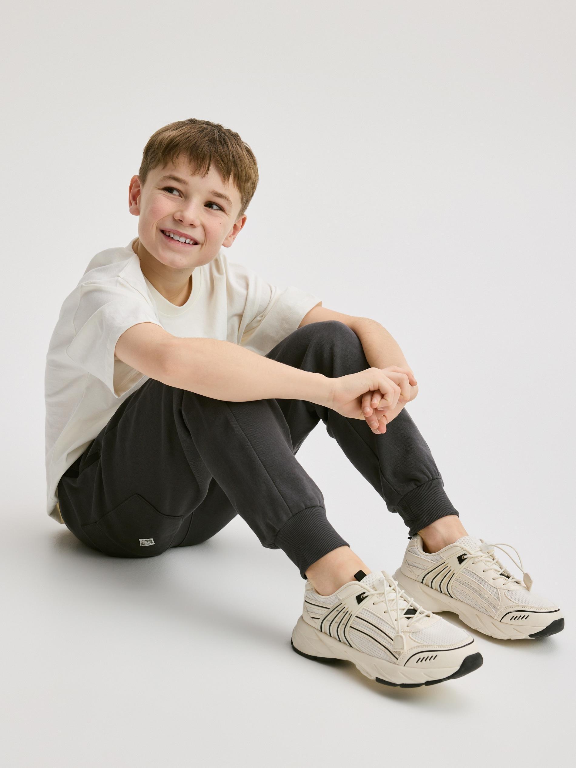 Grey Cotton Joggers, Grey, large image number 4