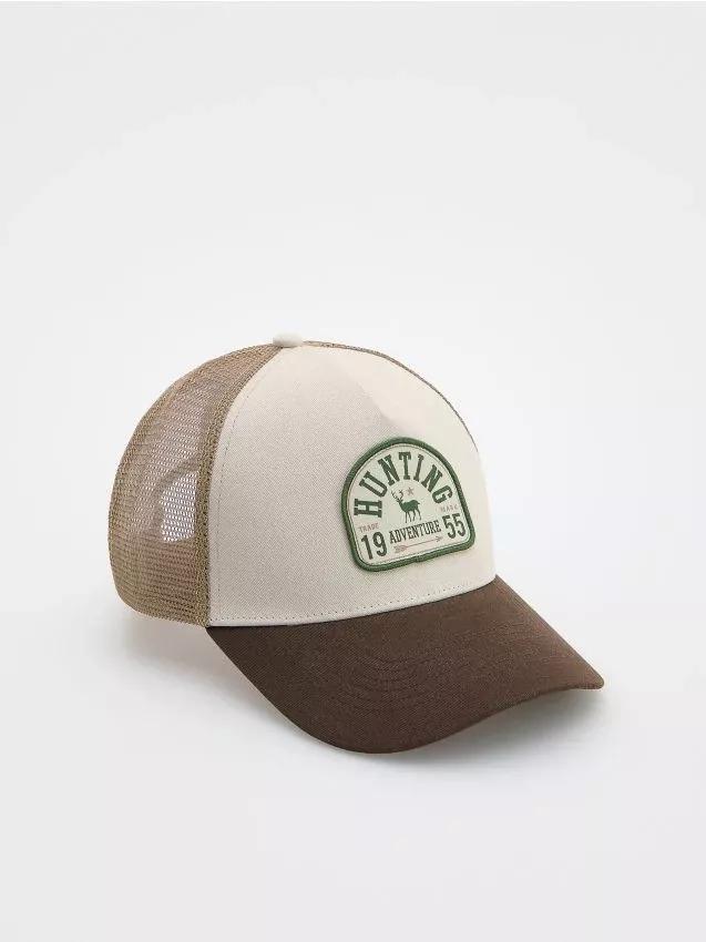 Brown Trucker Cap With Patch, Brown, large image number 0