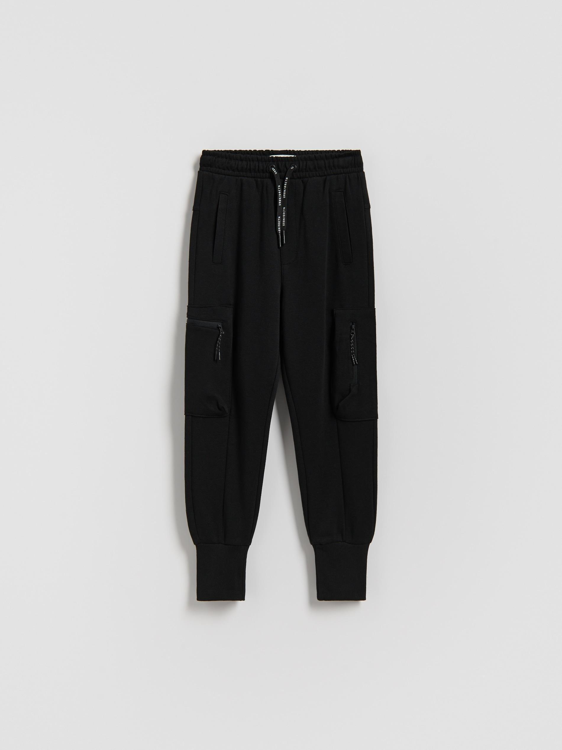 Black Cargo Joggers With Pockets, Black, large image number 0