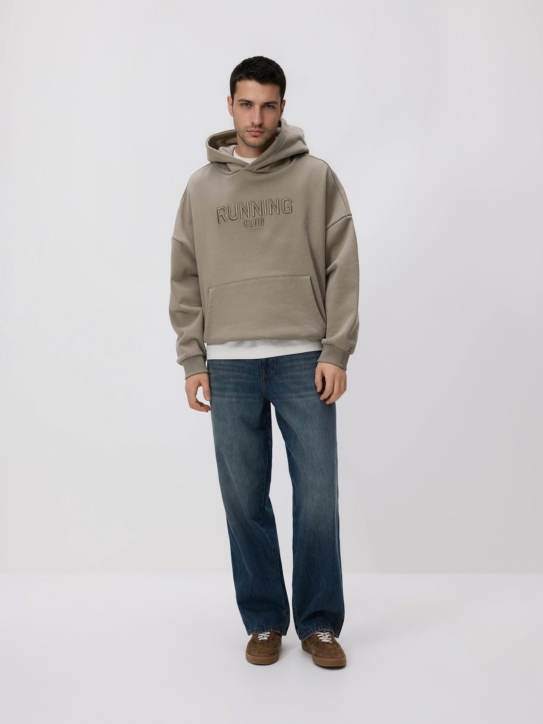 سويت شيرت مع تطريز بتفاصيل رمادي, Light grey, medium