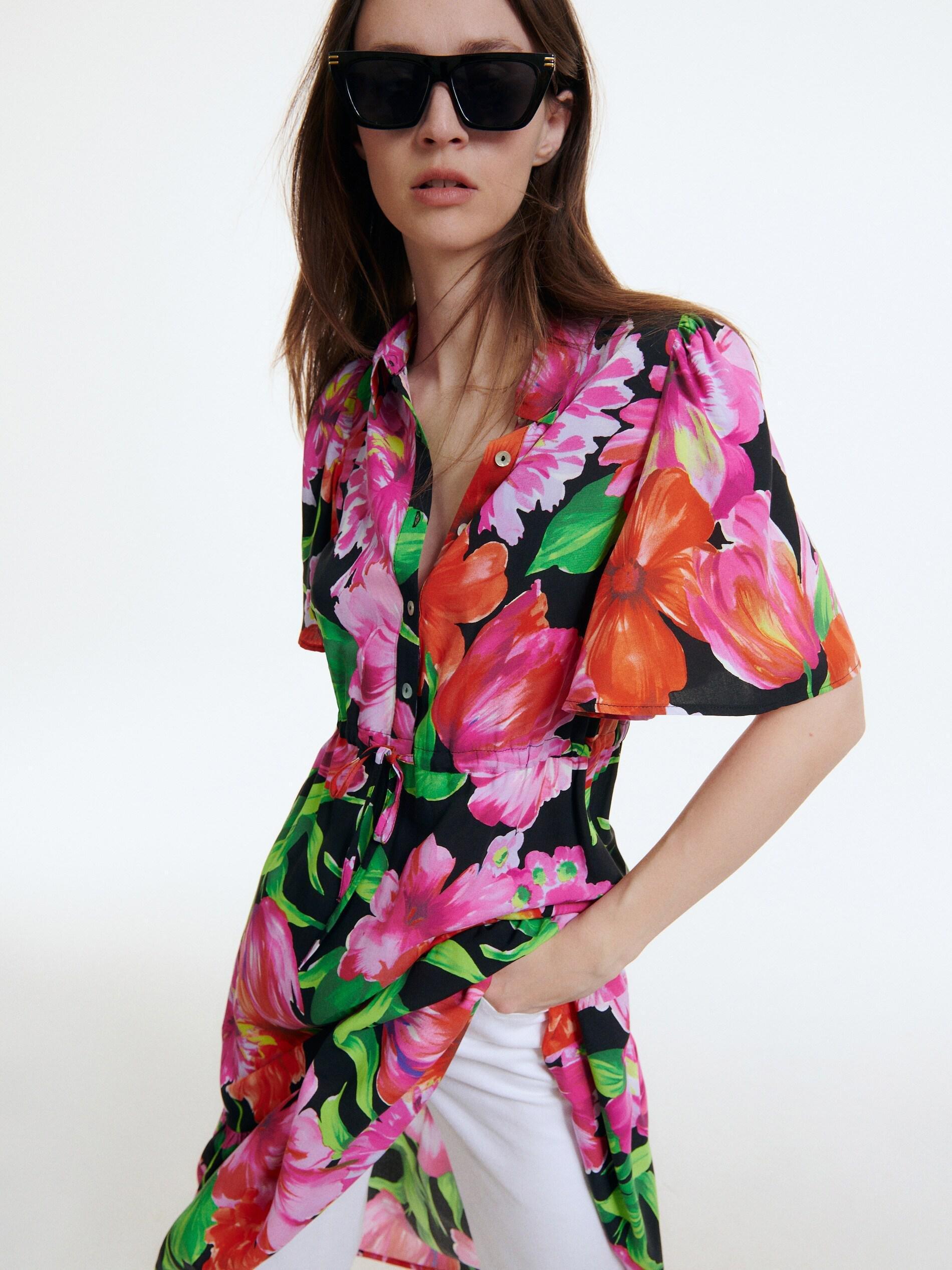 Black Floral Print Ecovero Dress, , large image number 2