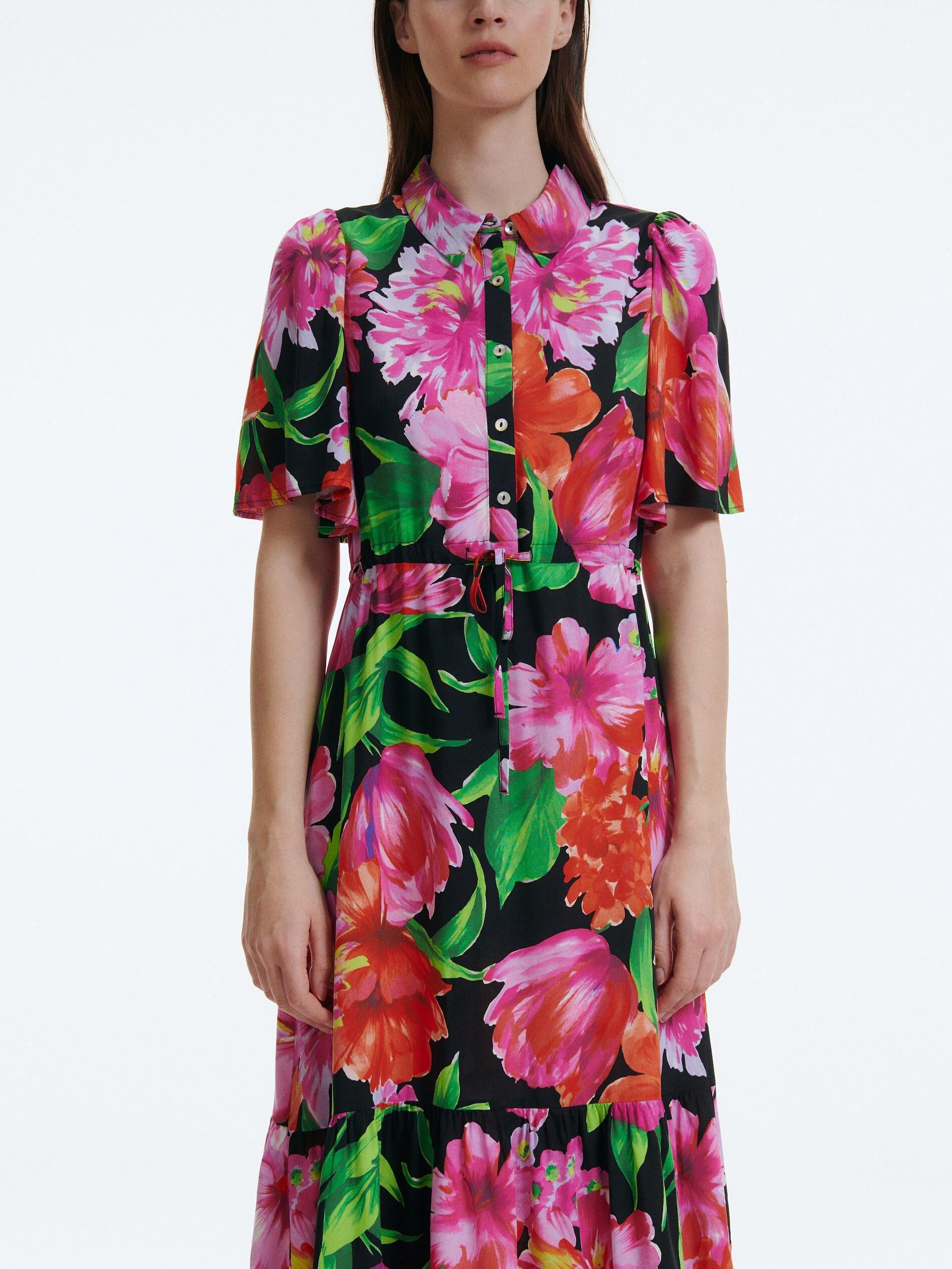 Black Floral Print Ecovero Dress, , large image number 3