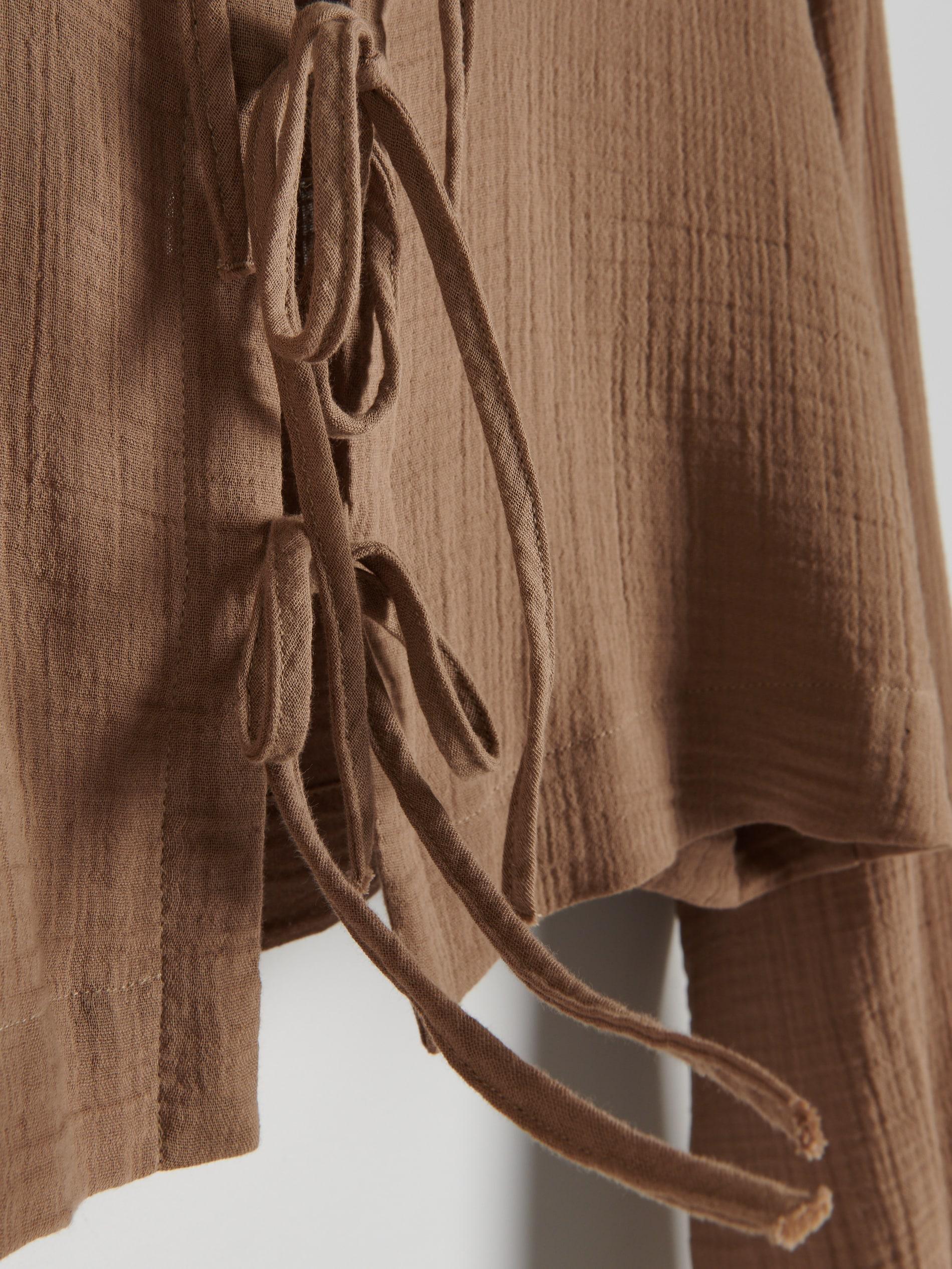 Brown Blouse With Tie Detail, , large image number 2
