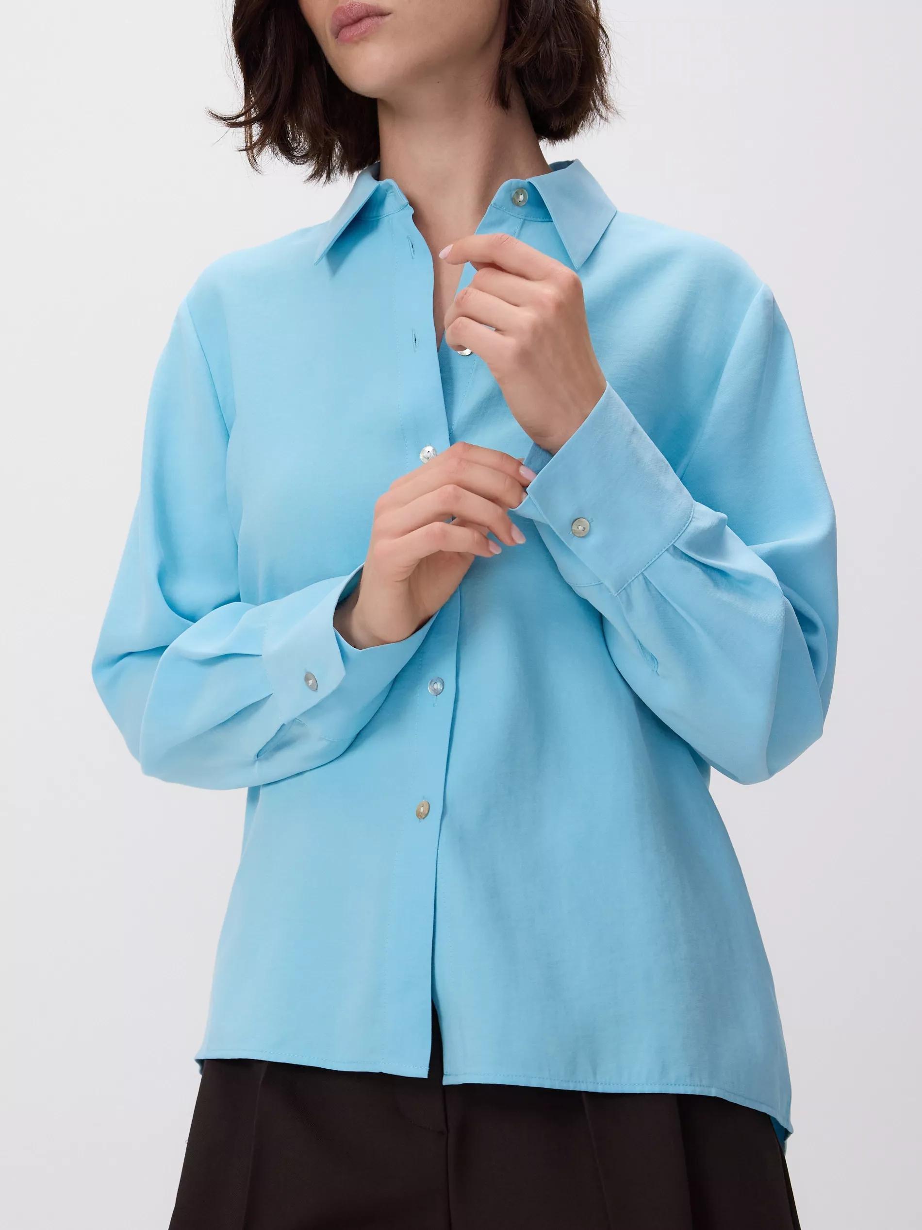 Turquoise Plain Shirt In Modal, Turquoise, large image number 0