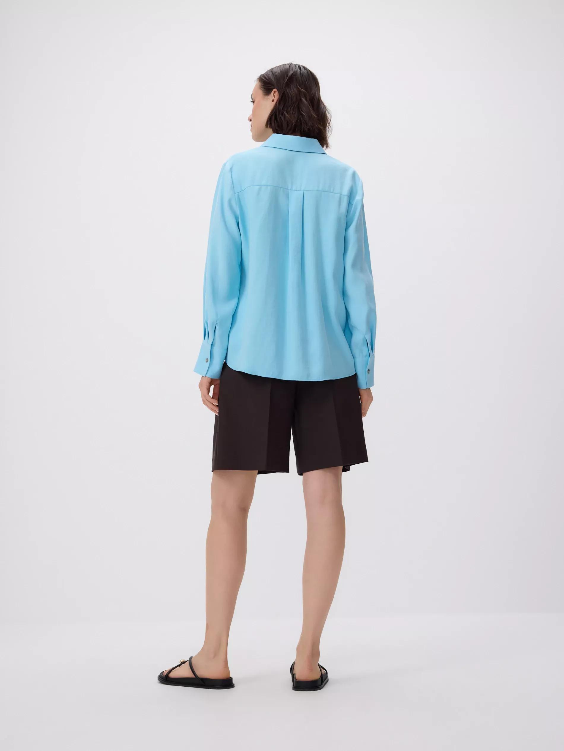 Turquoise Plain Shirt In Modal, Turquoise, large image number 3