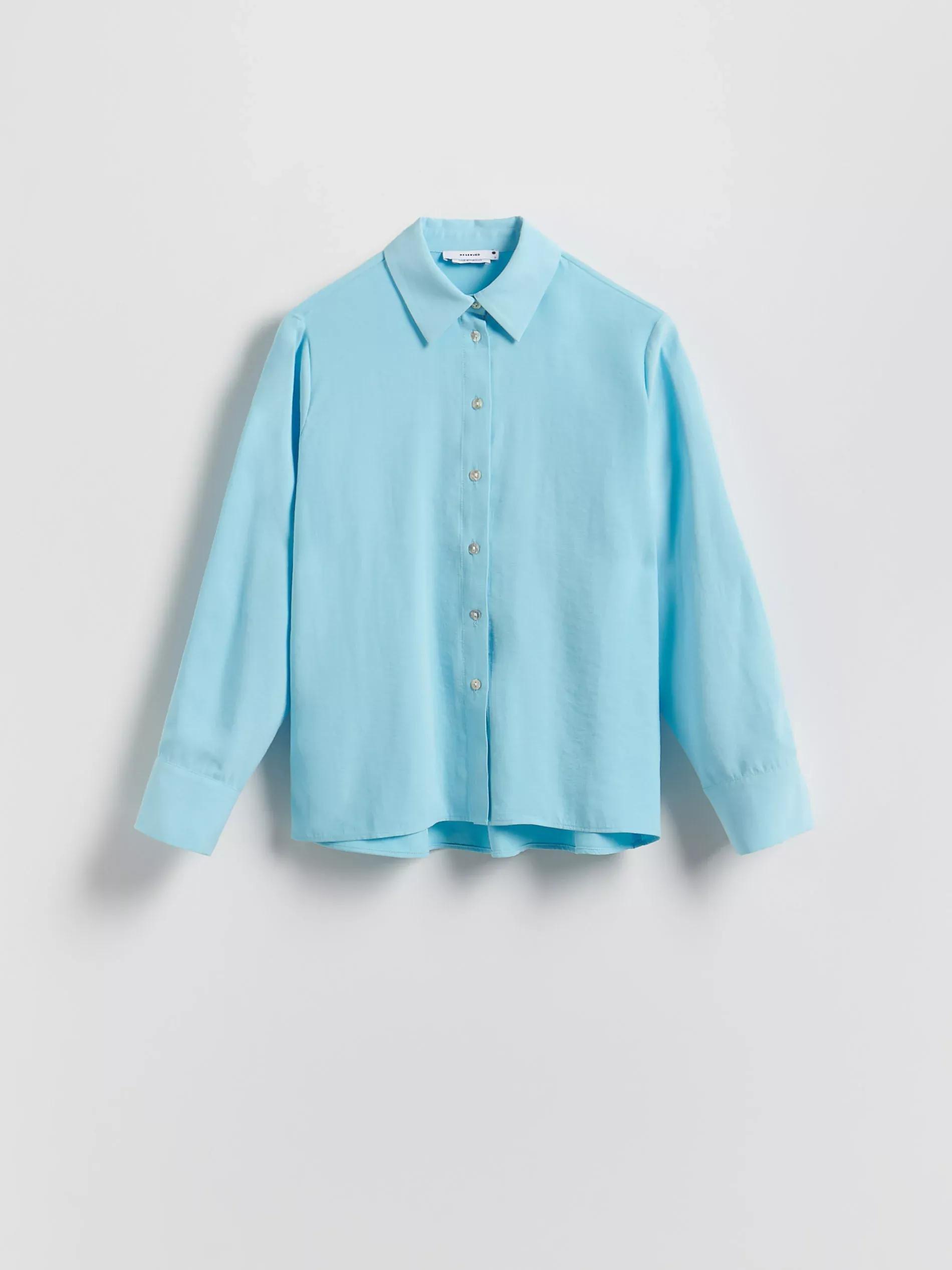 Turquoise Plain Shirt In Modal, Turquoise, large image number 4