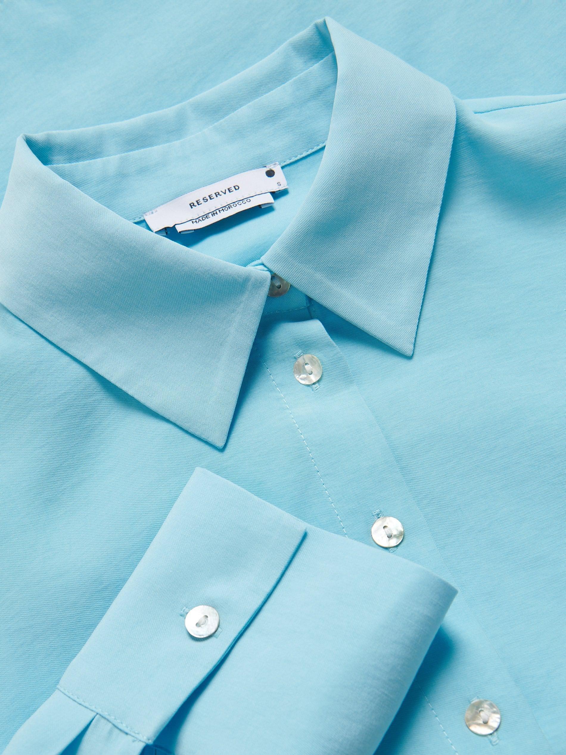 Turquoise Plain Shirt In Modal, Turquoise, large image number 5