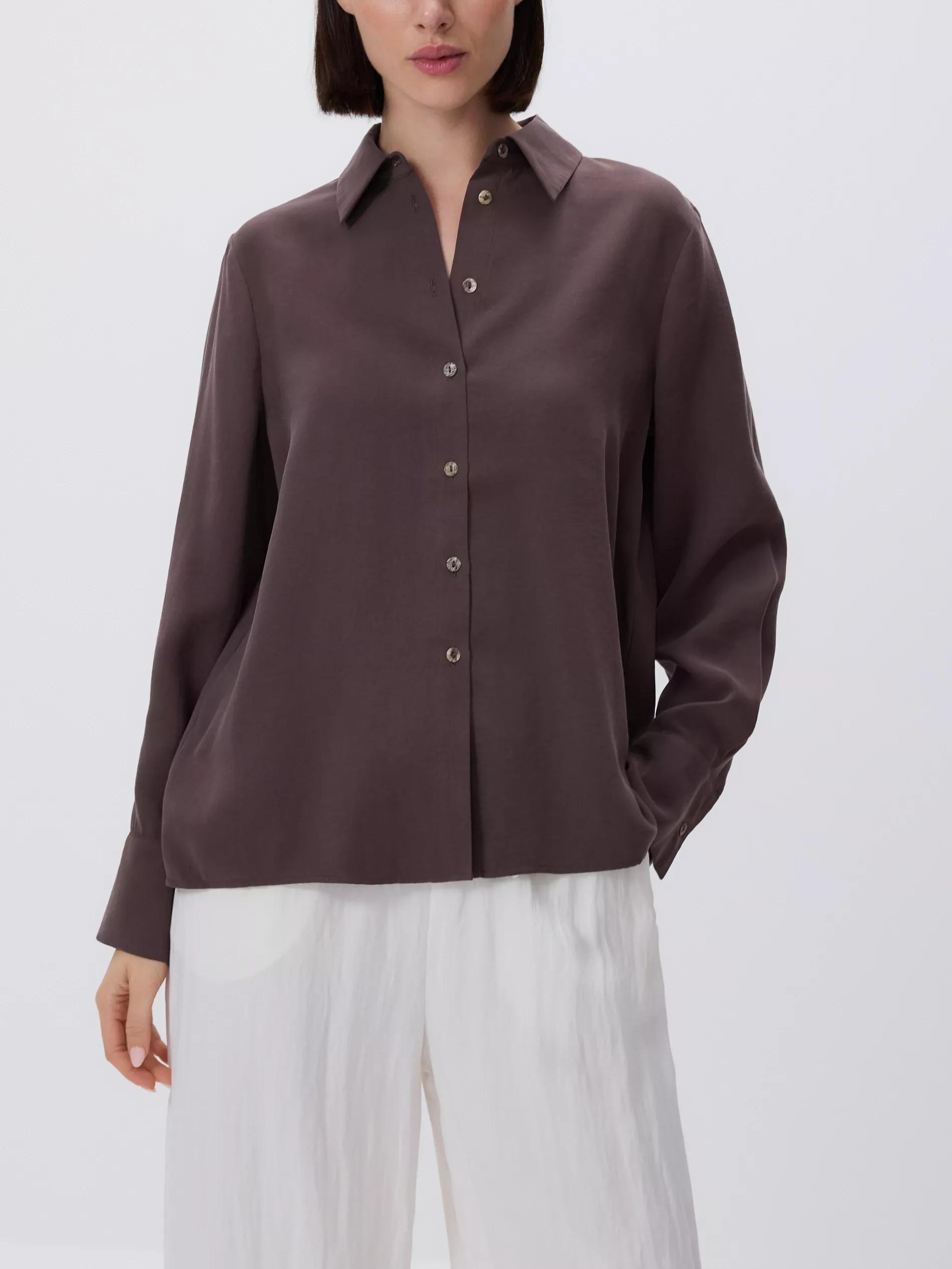 Brown Plain Shirt In Modal, , large image number 1