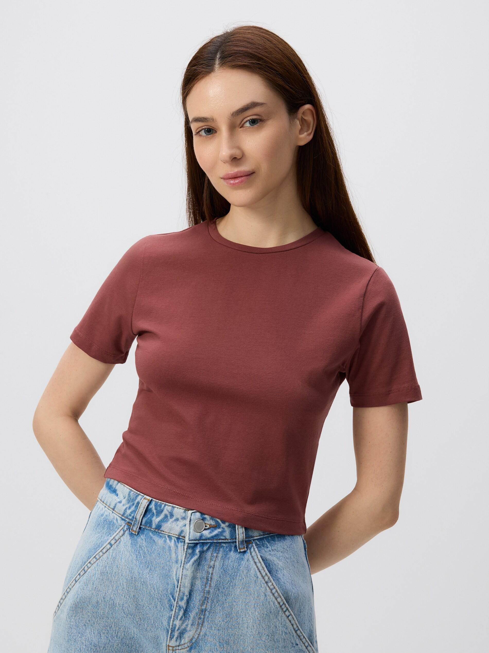 Cotton rich crop top, Brown, large image number 2