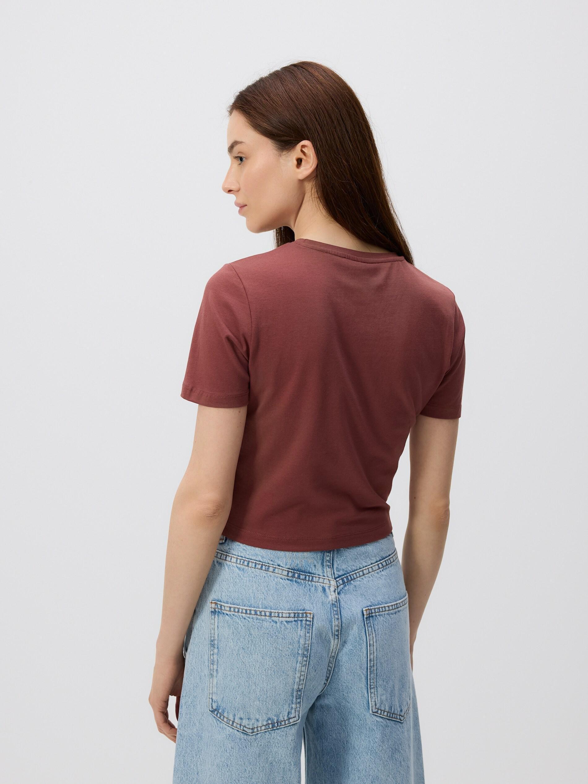 Cotton rich crop top, Brown, large image number 3