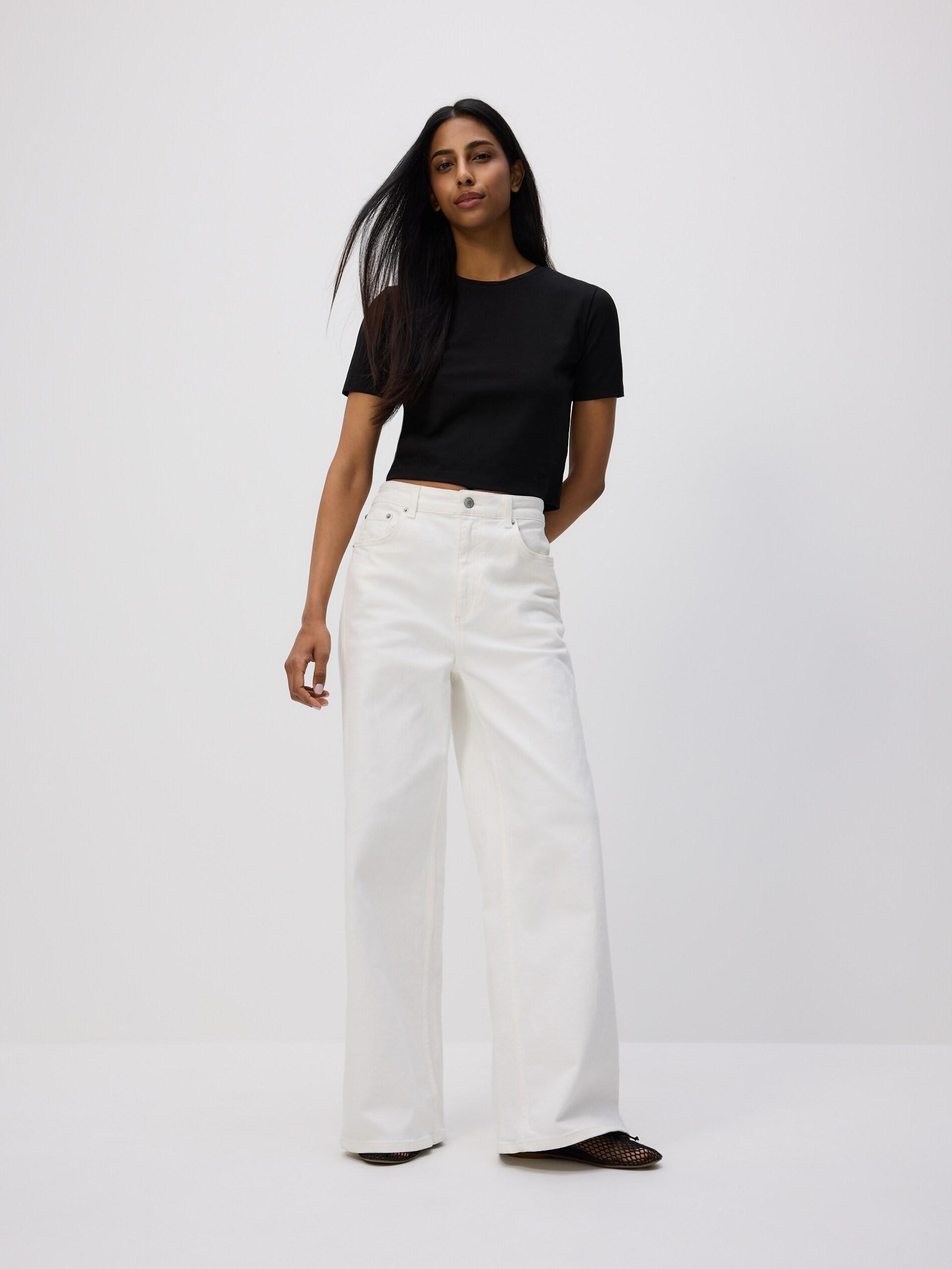 Black Cotton Rich Crop Top, Black, medium