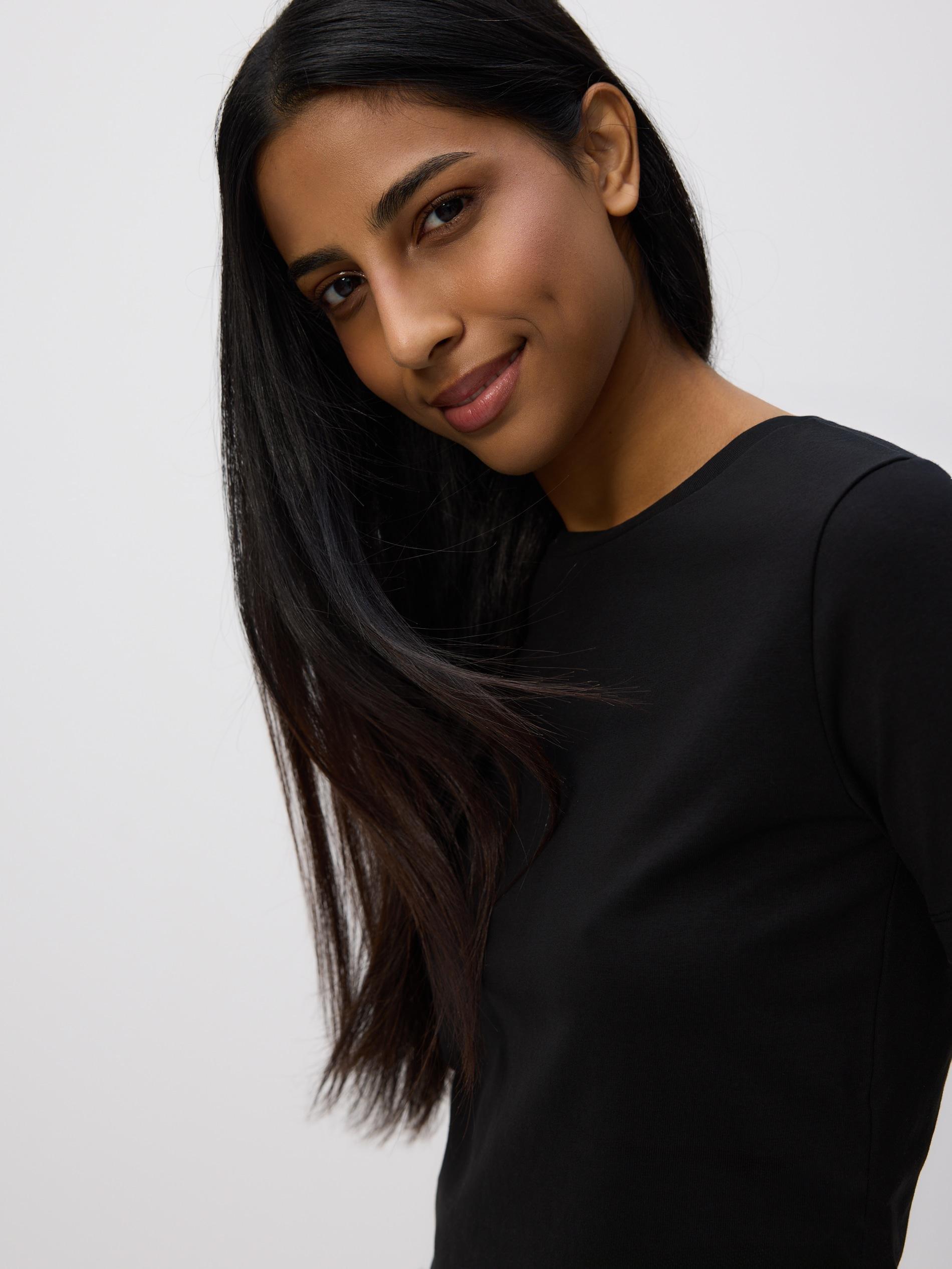 Black Cotton Rich Crop Top, , large image number 2