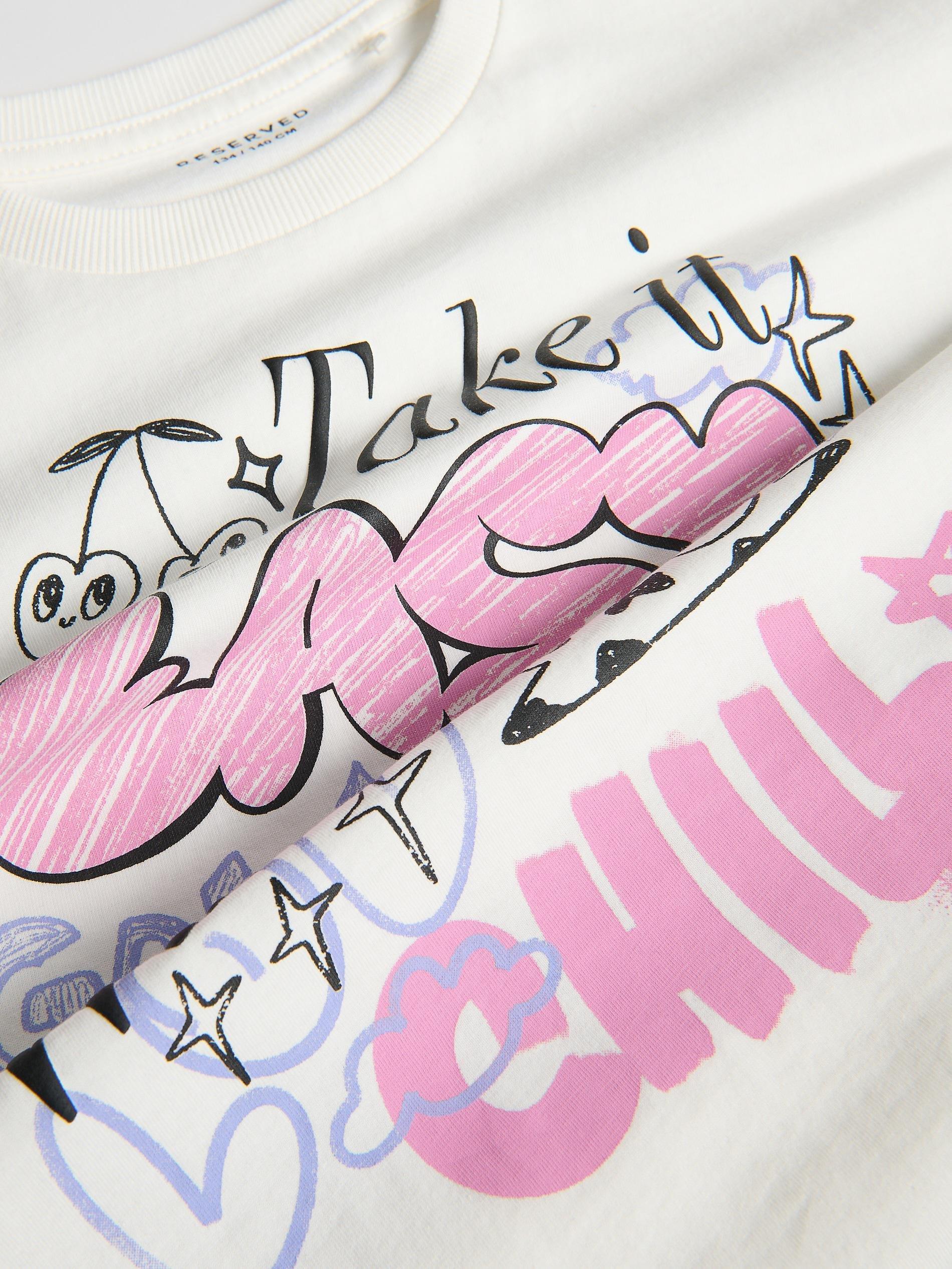 Cream T-Shirt With Print, Ivory, large image number 1