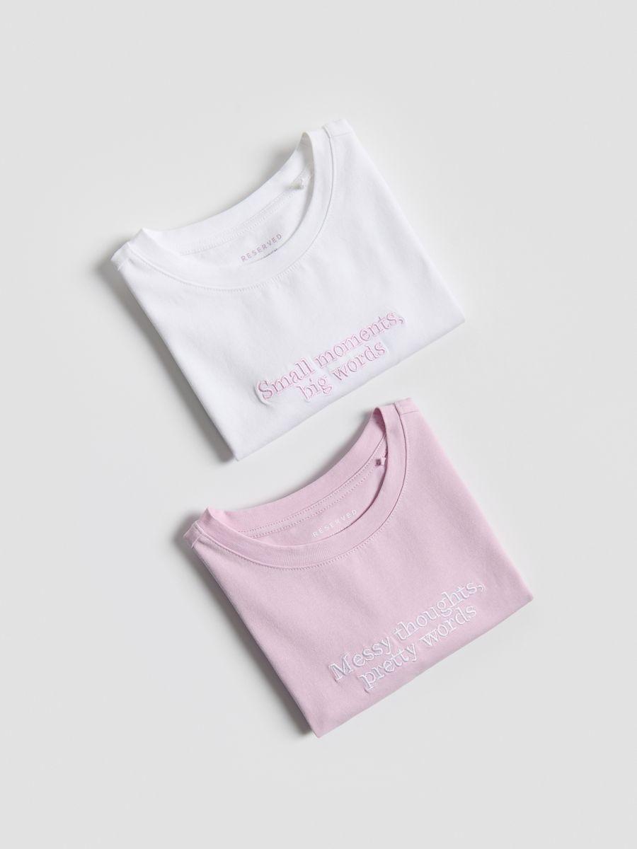 Multicolour Cotton T-Shirts With Embroidery Detail 2 Pack, Multicolor, large image number 0