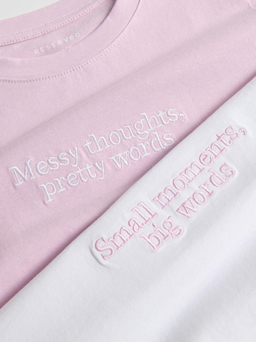 Multicolour Cotton T-Shirts With Embroidery Detail 2 Pack, Multicolor, large image number 2