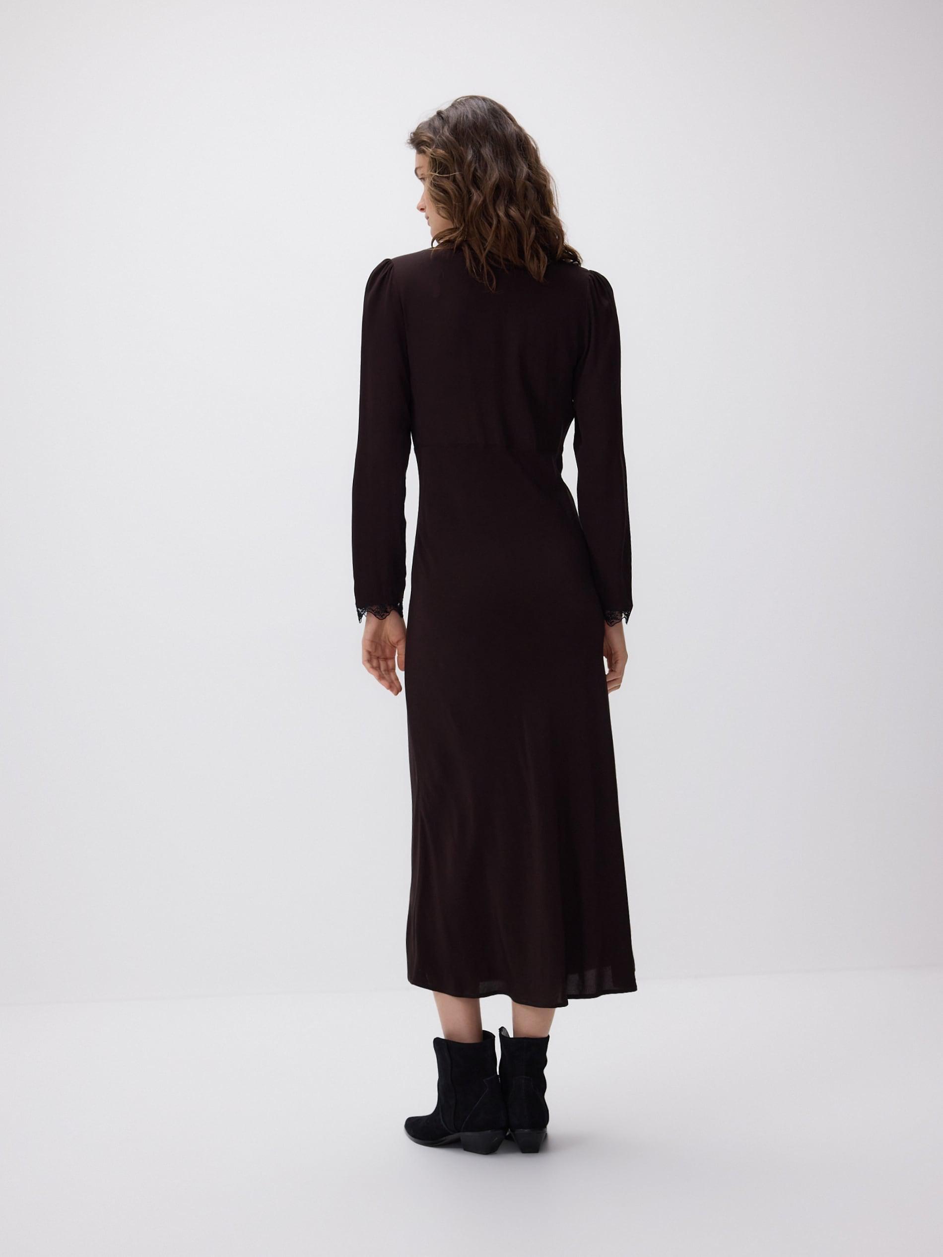 Brown Maxi Dress With Lace, Brown, large image number 3