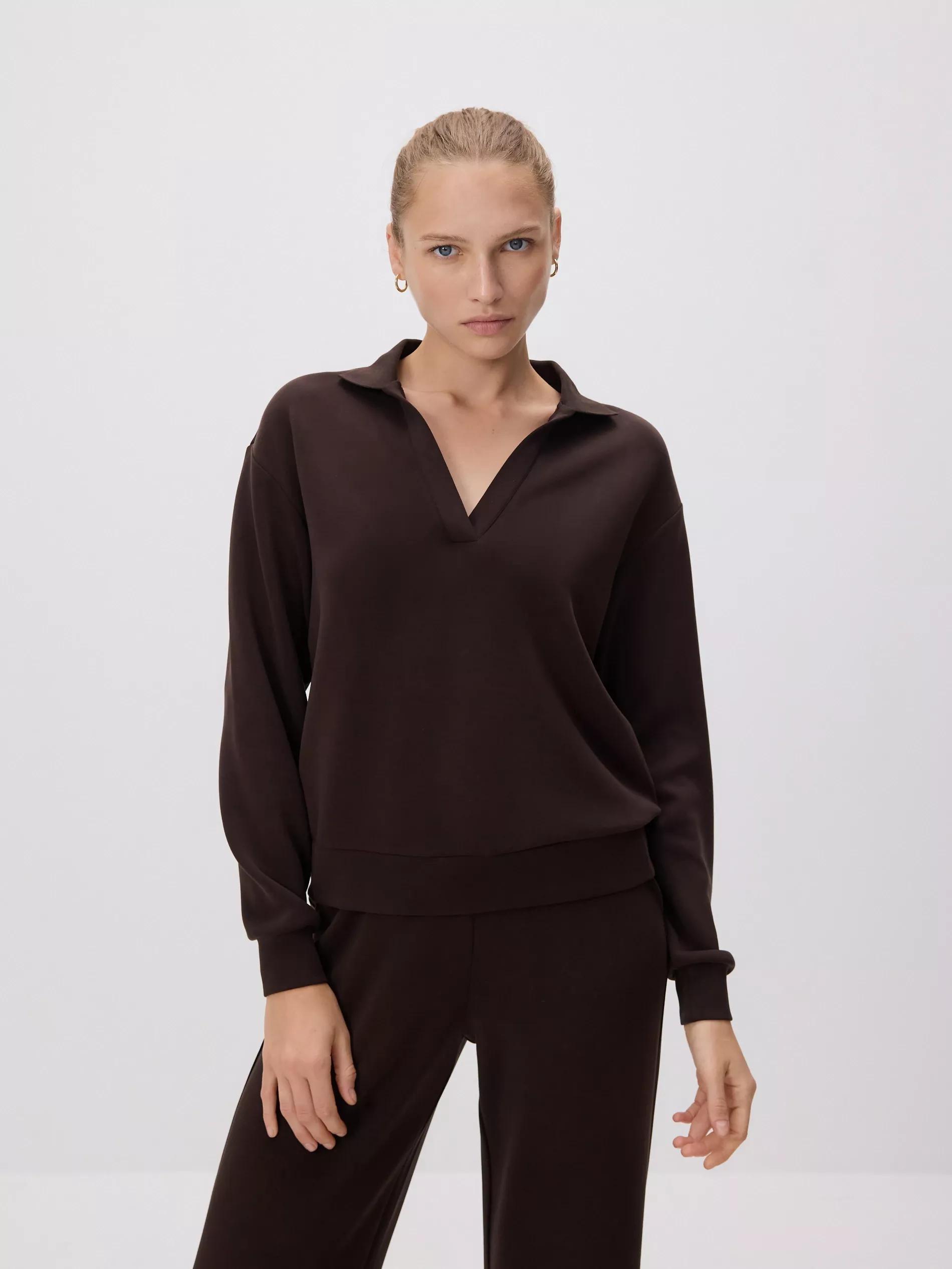 DARK BROWN Modal blend sweatshirt, , large image number 2