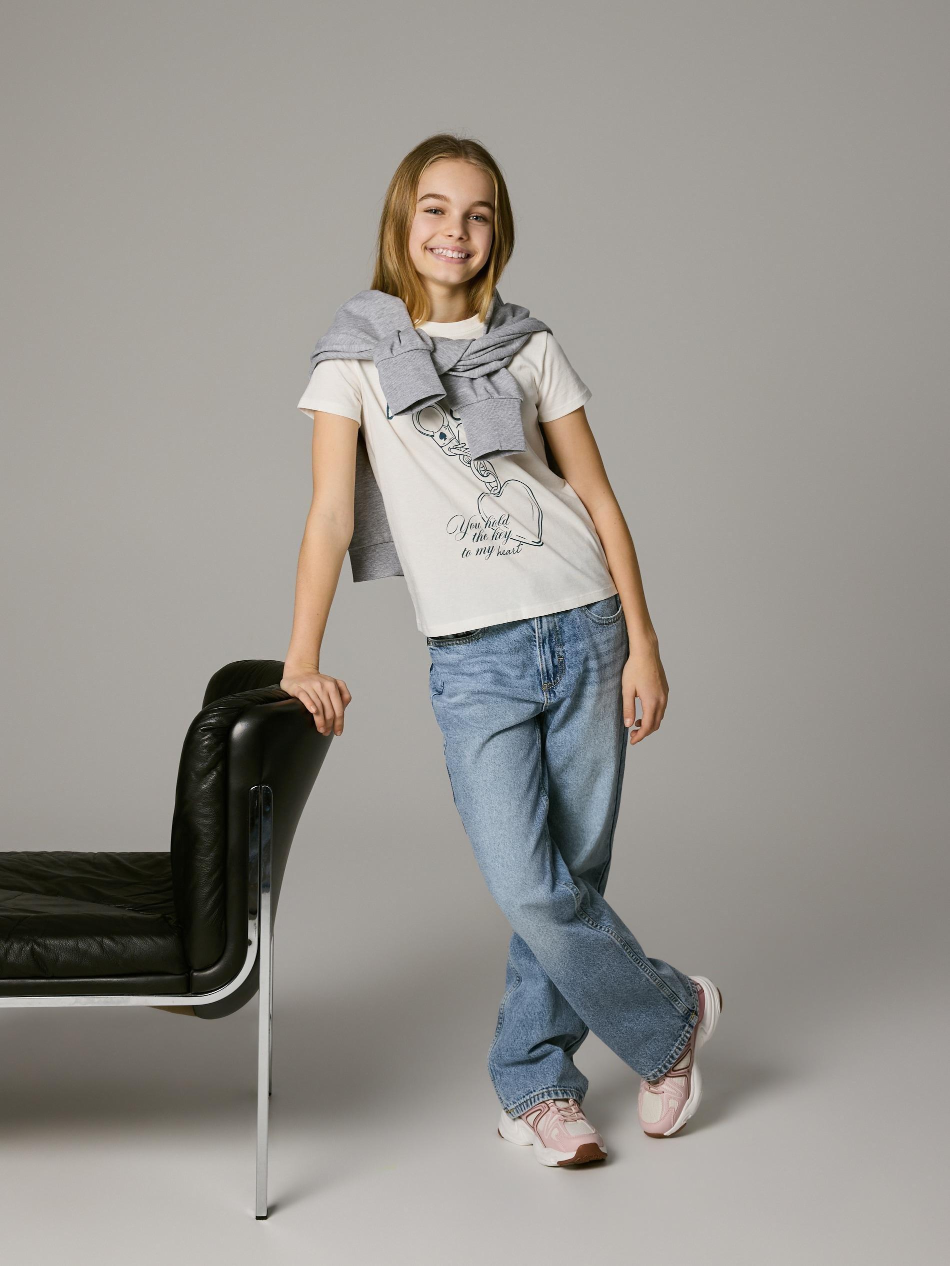 Cream T-Shirt With Print, Ivory, large image number 2