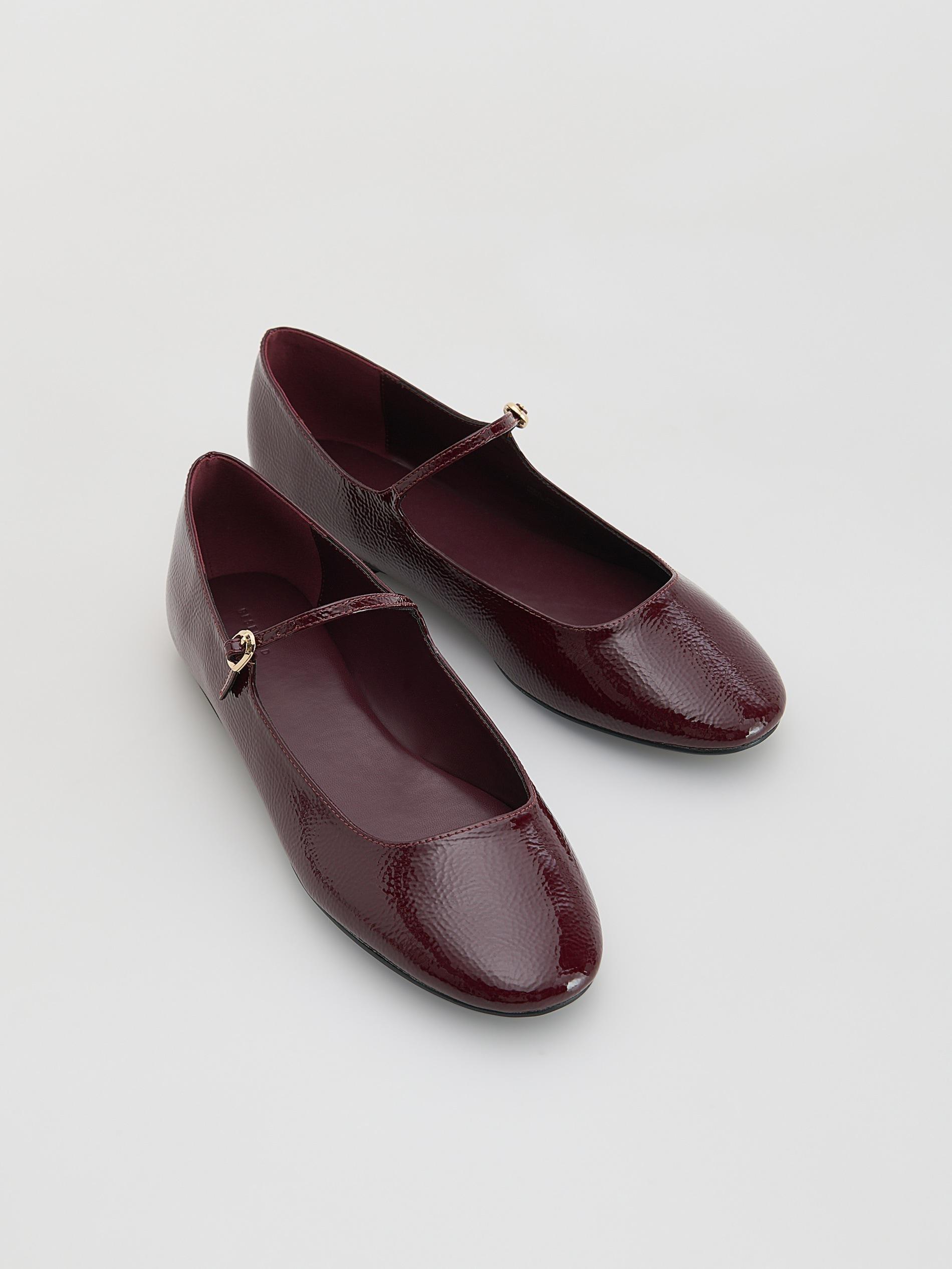Maroon Lacquered Ballerinas, Burgundy, medium
