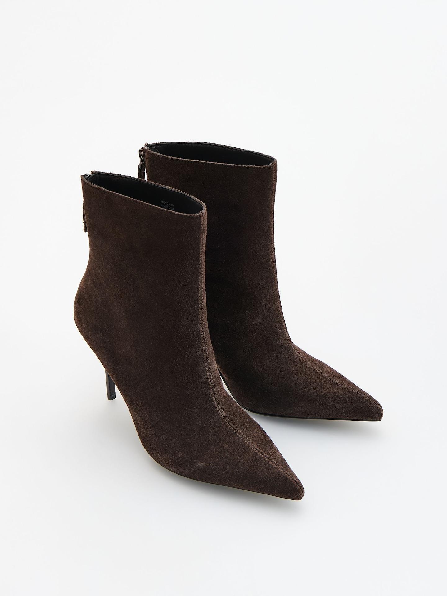 Brown Suede Ankle Boots, Brown, medium