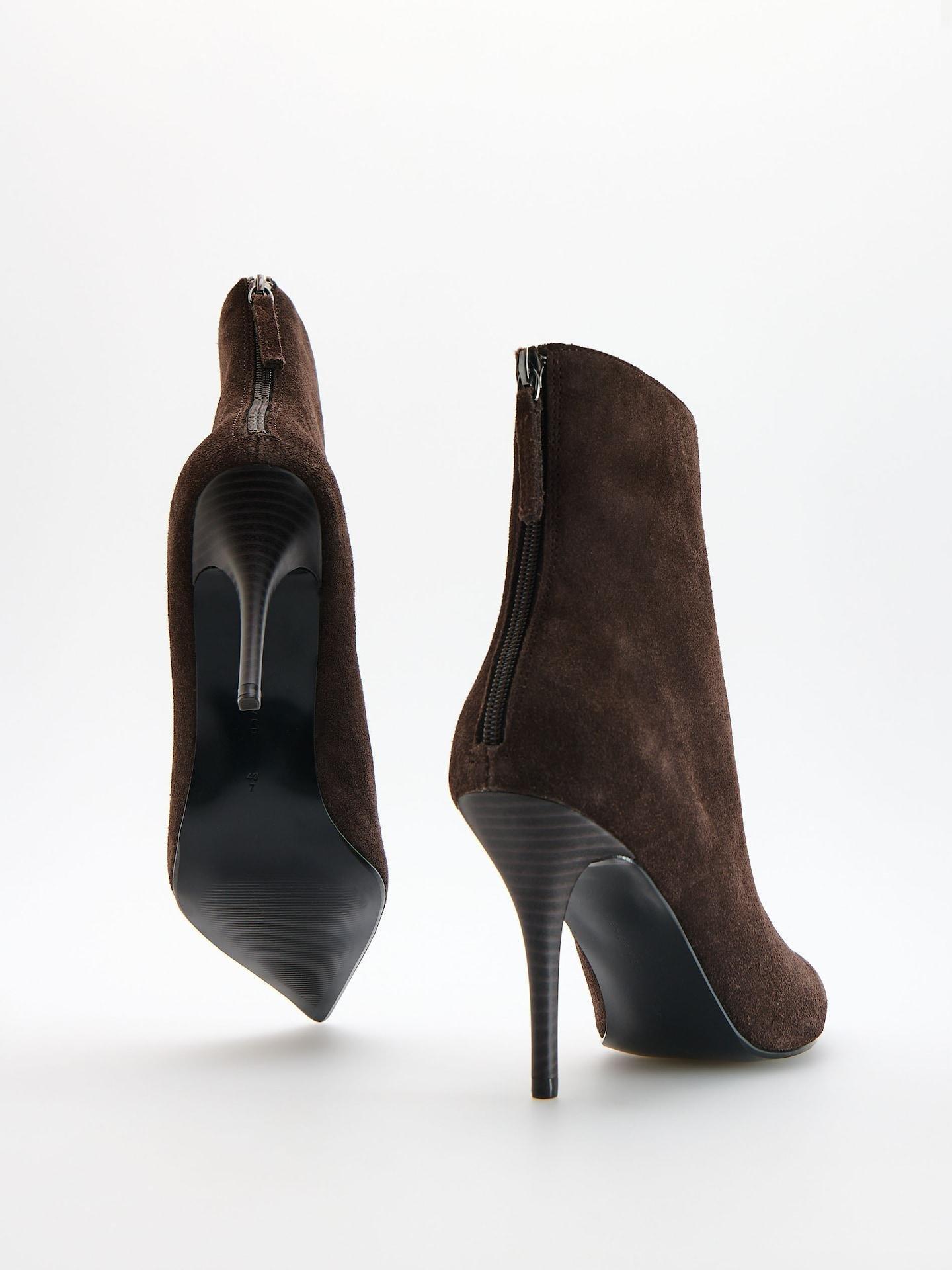 Brown Suede Ankle Boots, Brown, medium