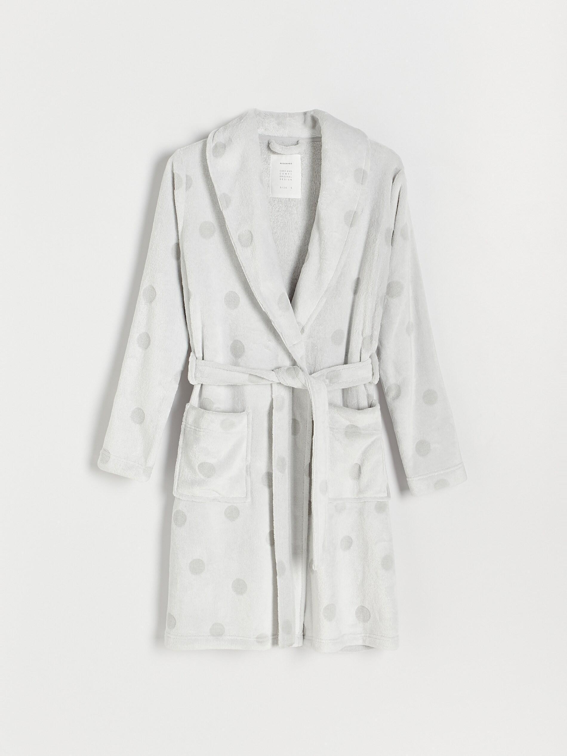 Light Grey Polka Dot Dressing Gown, , large image number 0