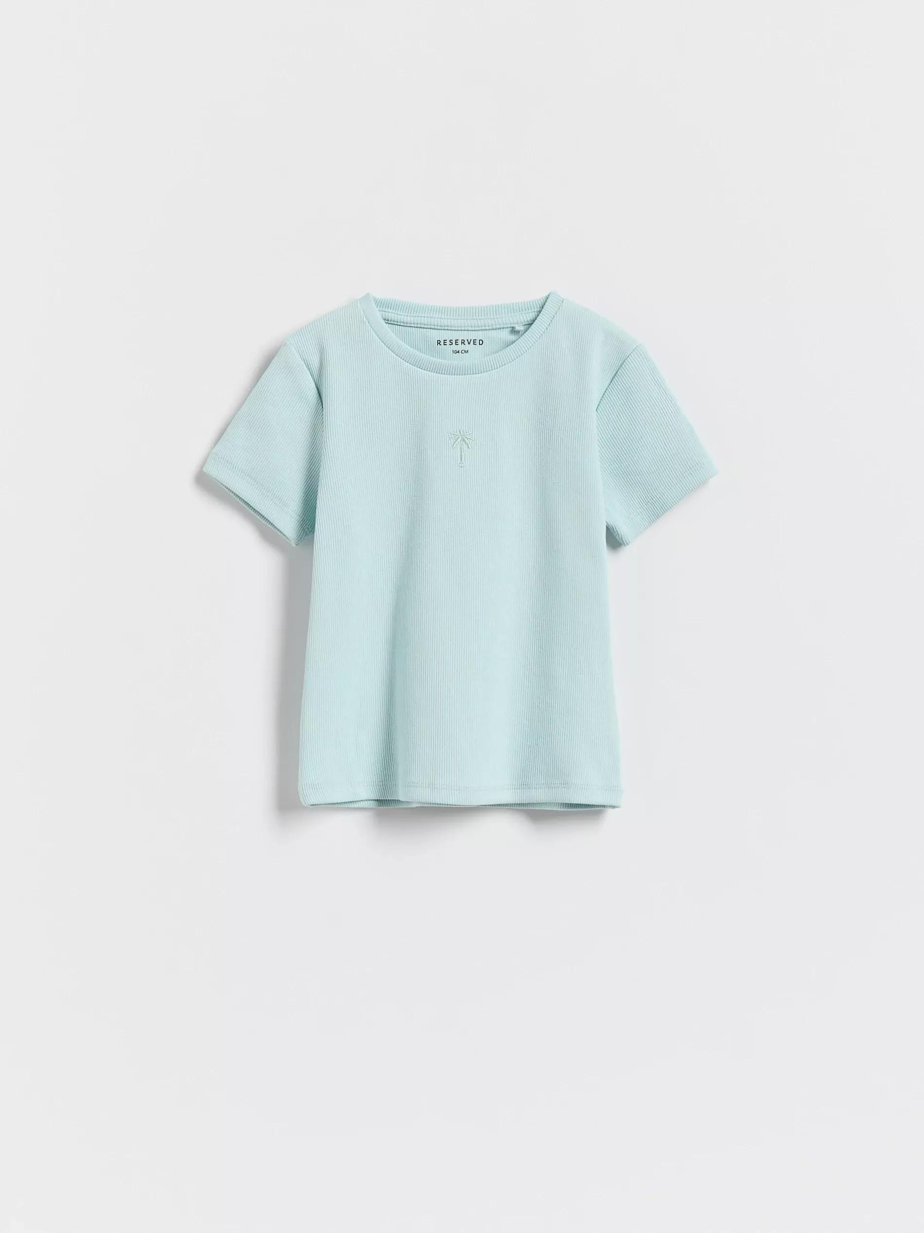 Blue Cotton T-Shirt With Embroidery Detail, , large image number 2