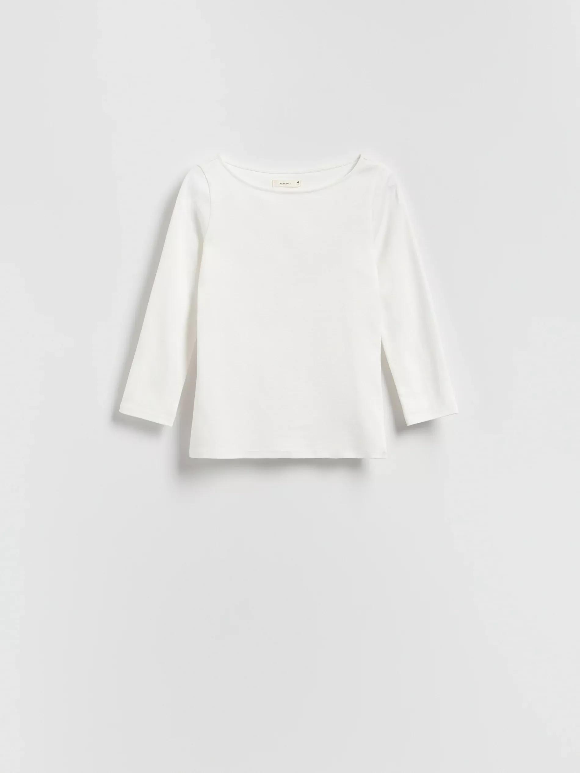 White Cotton Long Sleeve T-Shirt, , large image number 4
