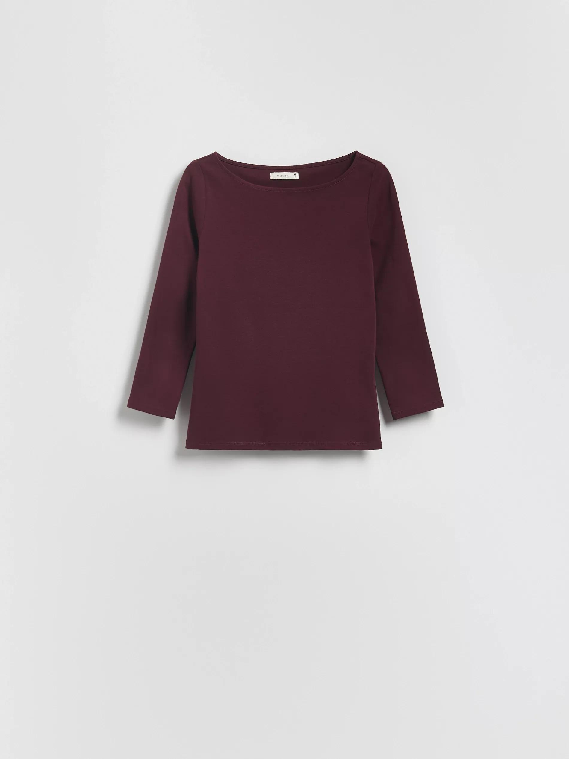 Maroon Cotton Long Sleeve T-Shirt, , medium
