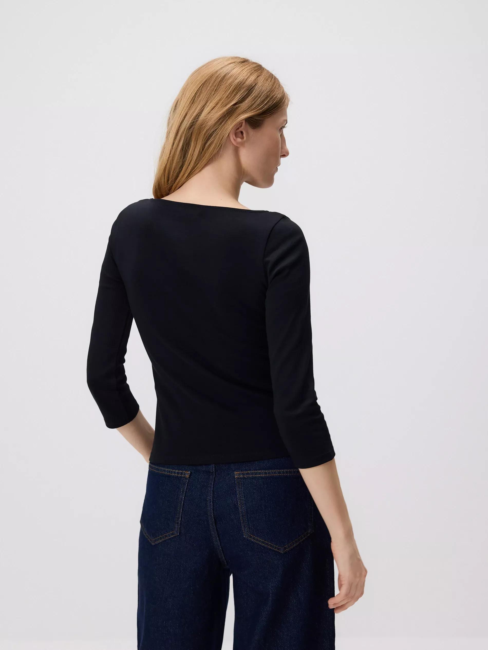 Black Cotton Long Sleeve T-Shirt, Black, large image number 3