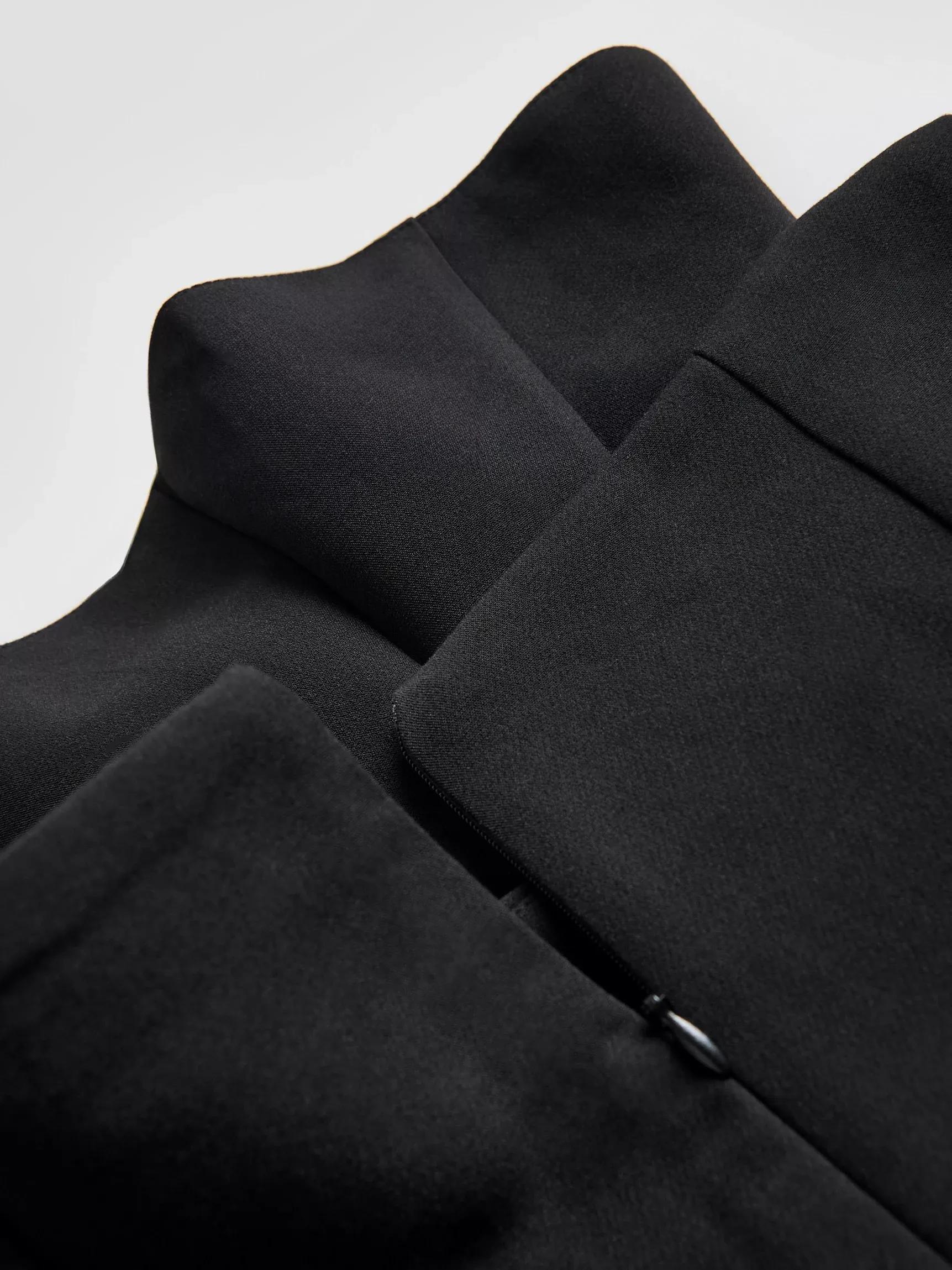 Black Blouse With Peplum Hem, Black, large image number 1