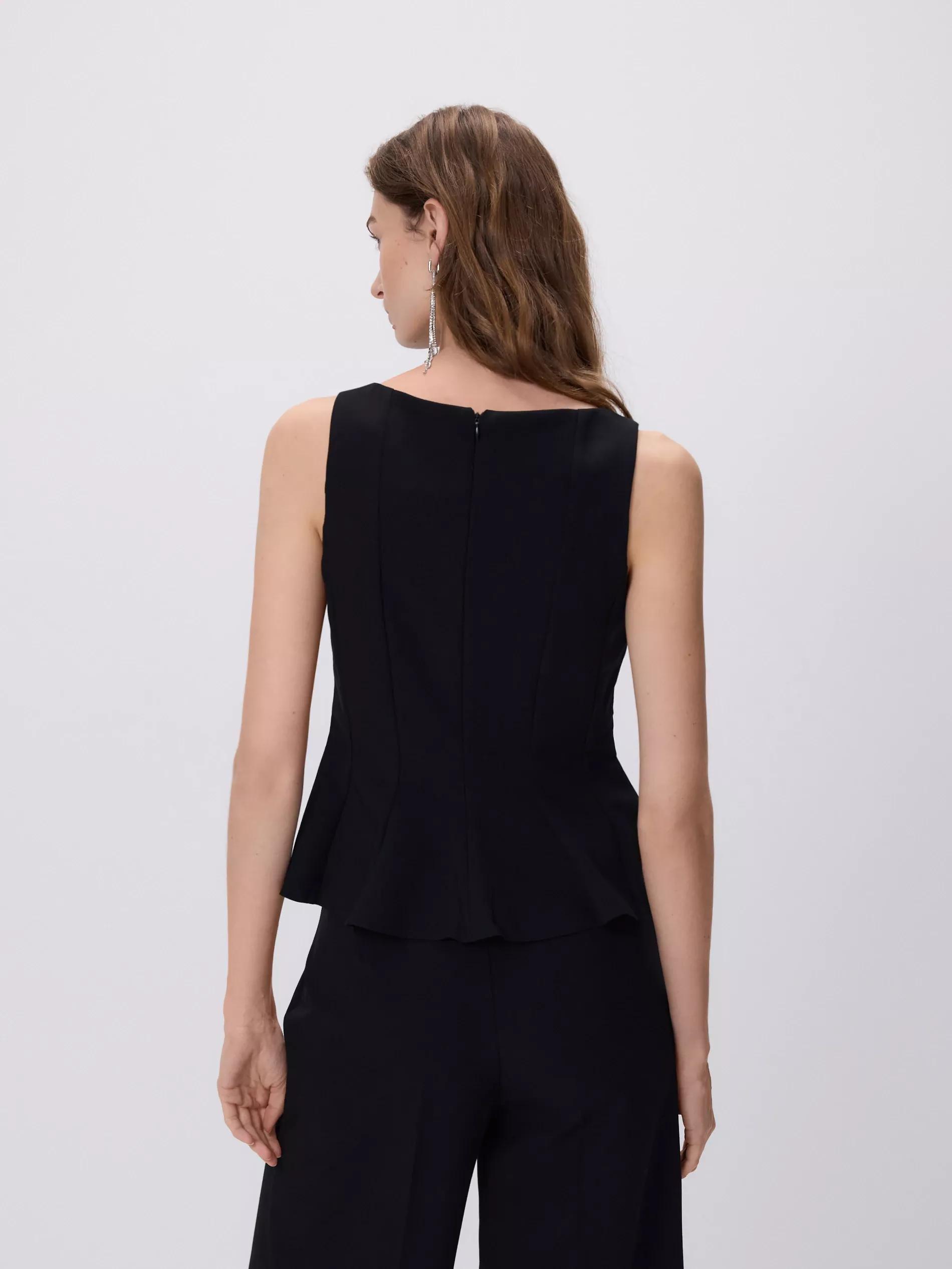 Black Blouse With Peplum Hem, Black, large image number 3