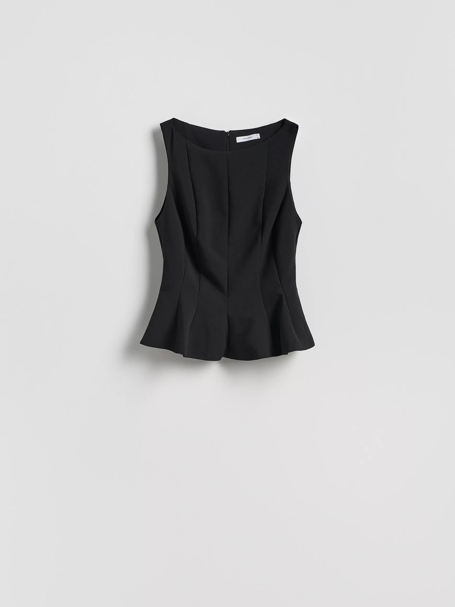 Black Blouse With Peplum Hem, Black, large image number 4