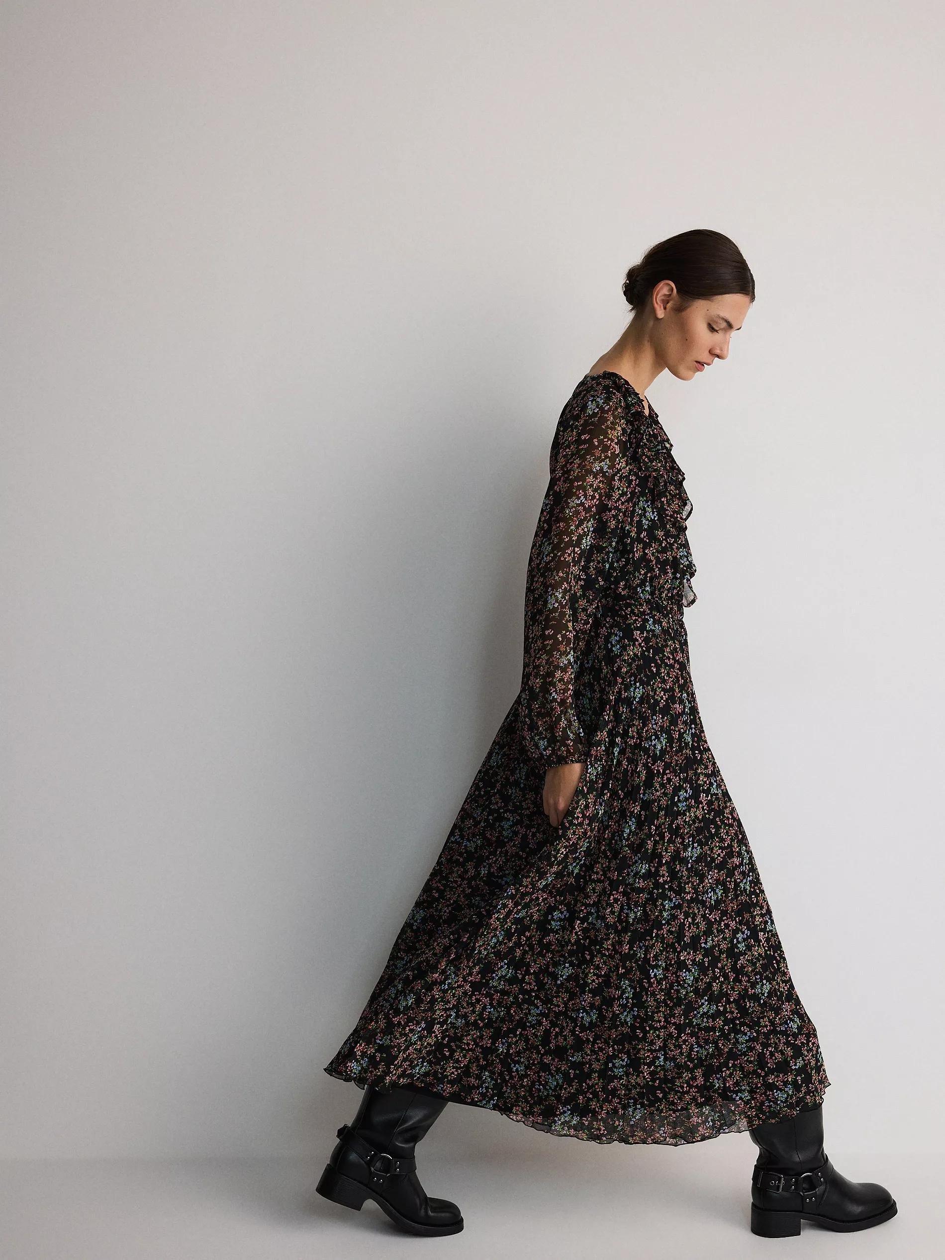 Black Patterned Maxi Dress, , large image number 2