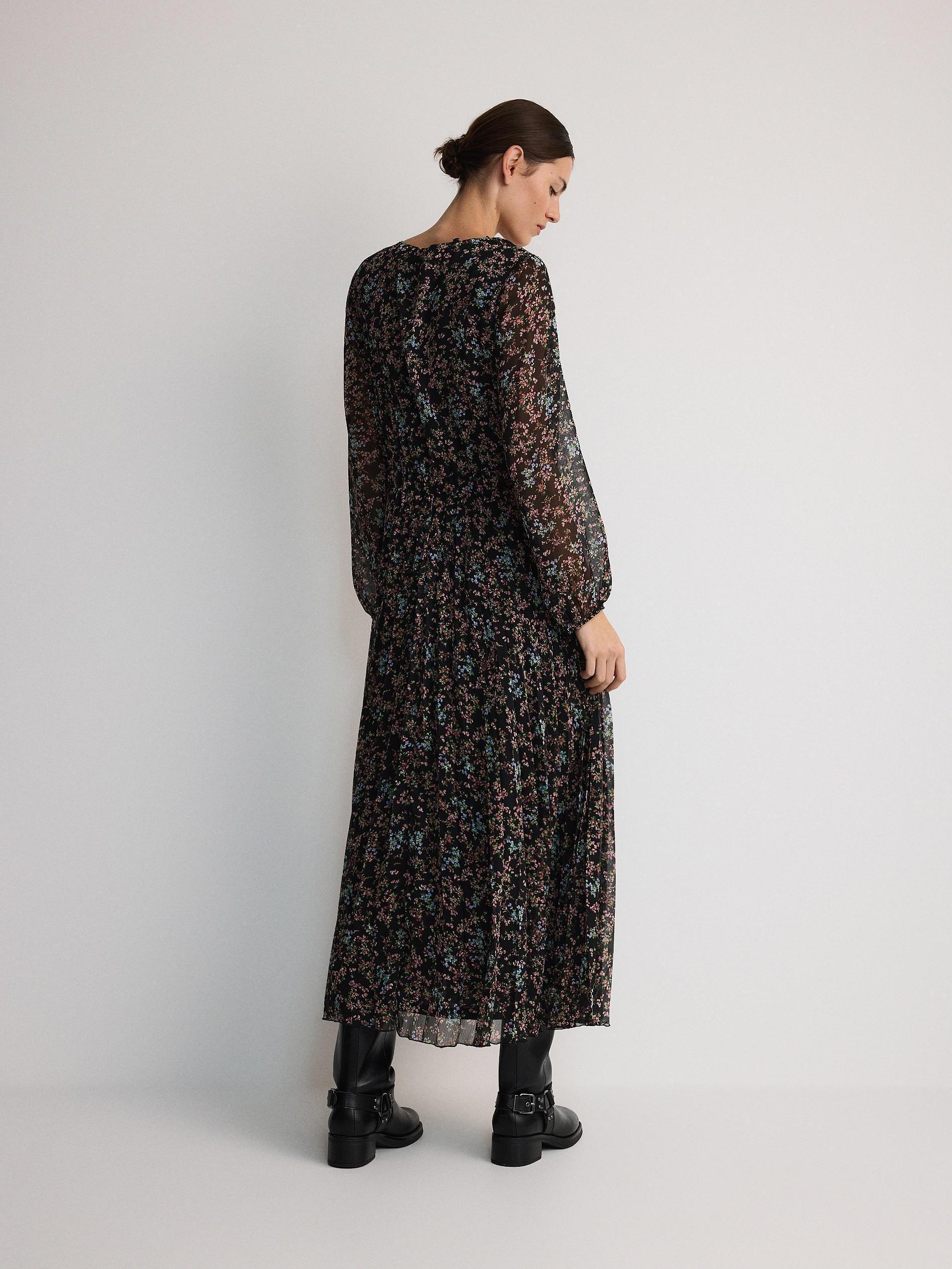 Black Patterned Maxi Dress, , large image number 4