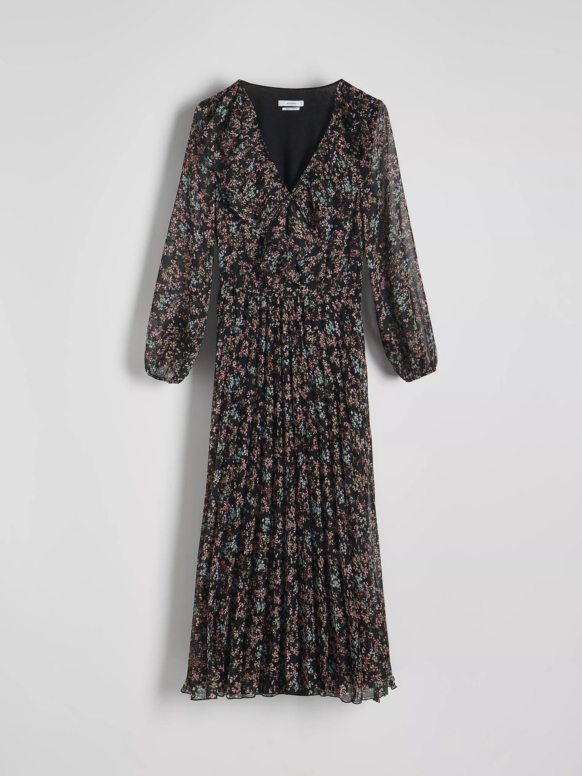 Black Patterned Maxi Dress, , large image number 5