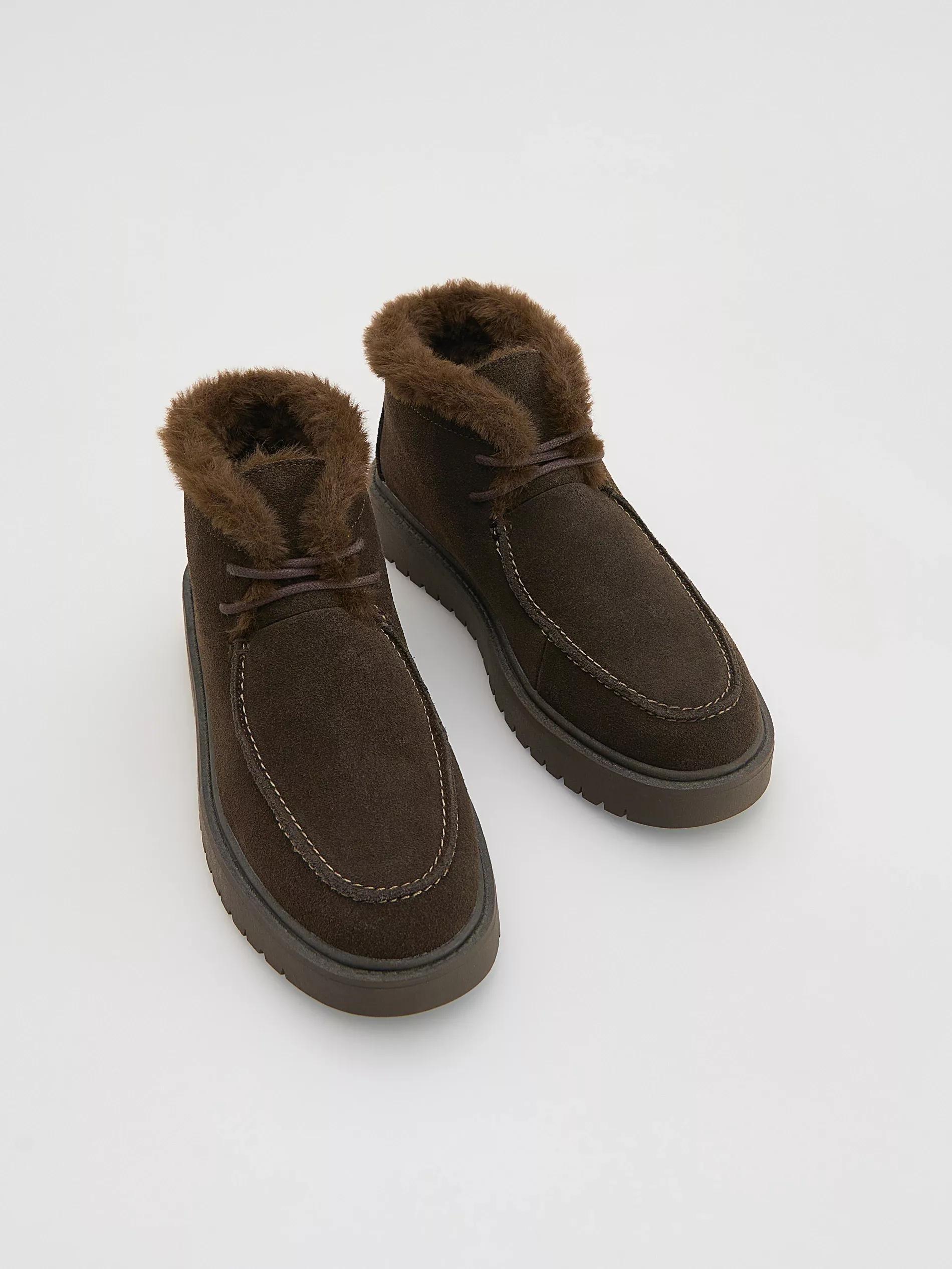 DARK BROWN Suede snow boots, Brown, large image number 3