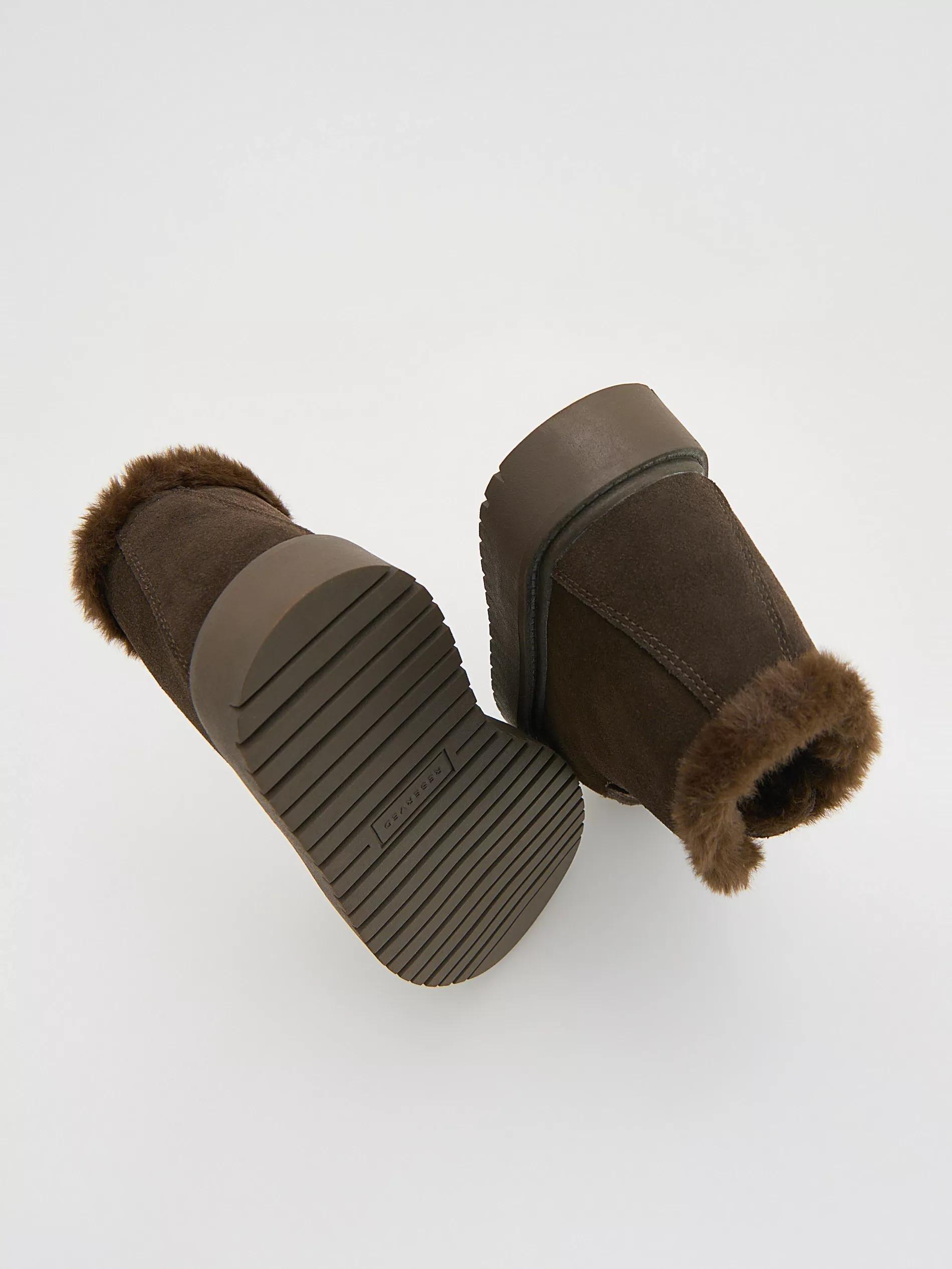 DARK BROWN Suede snow boots, Brown, large image number 4