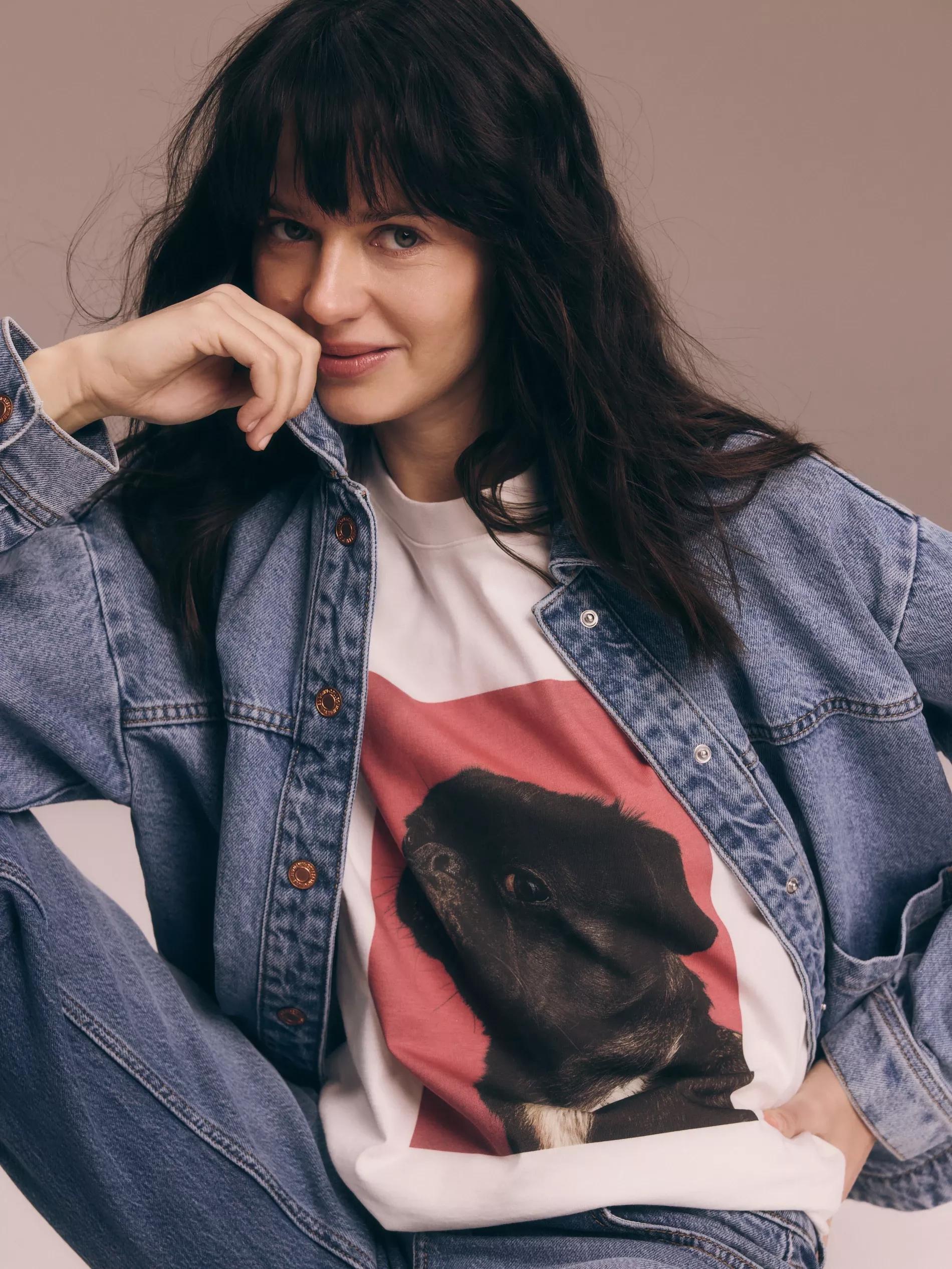 White Oversized T-Shirt With Print, , large image number 1
